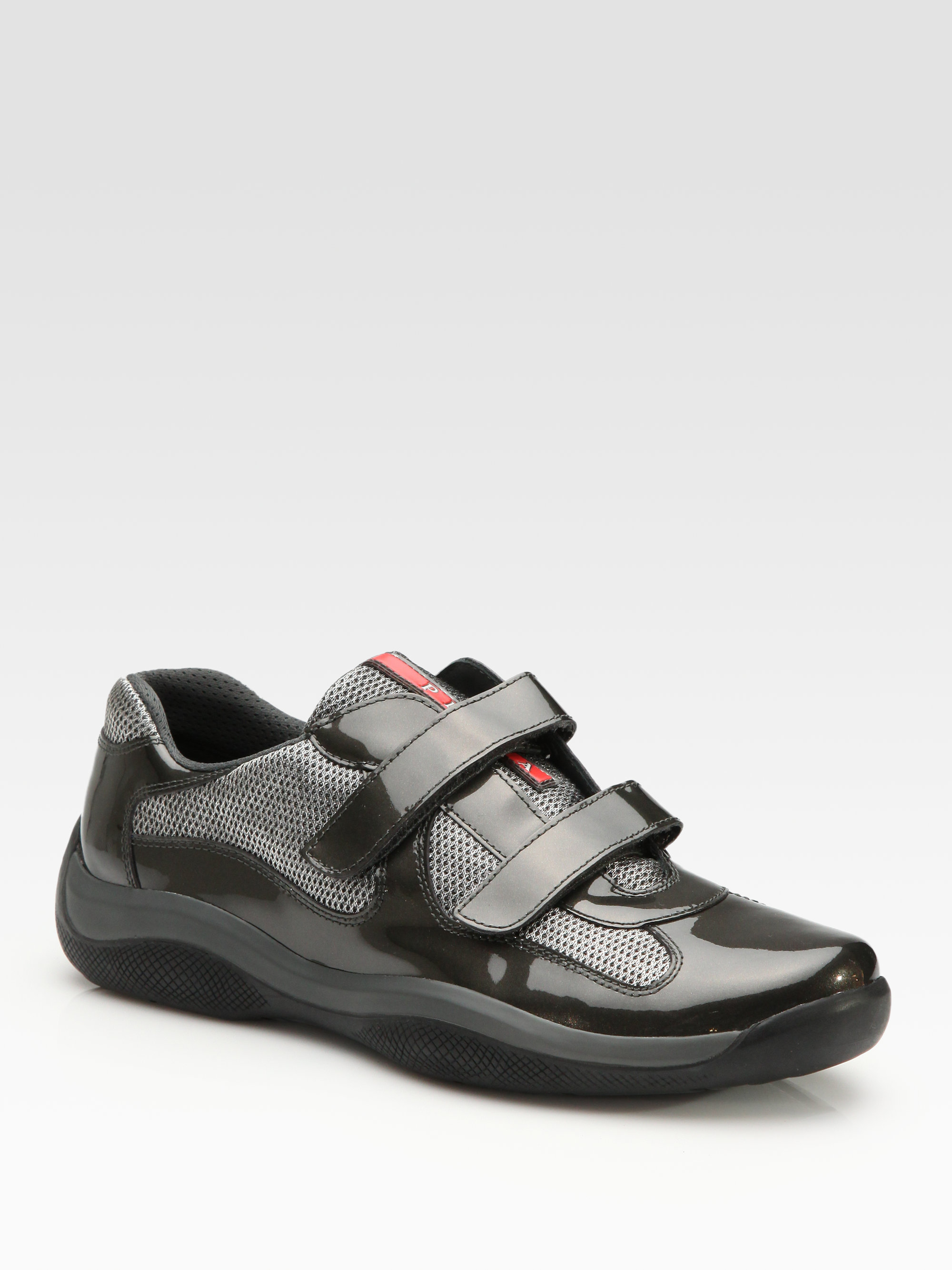 Prada Velcro-strap Sneakers in Gray for Men - Lyst