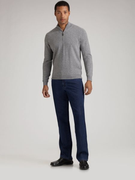 Saks Fifth Avenue Half-Zp Cashmere Sweater in Gray for Men (black) | Lyst