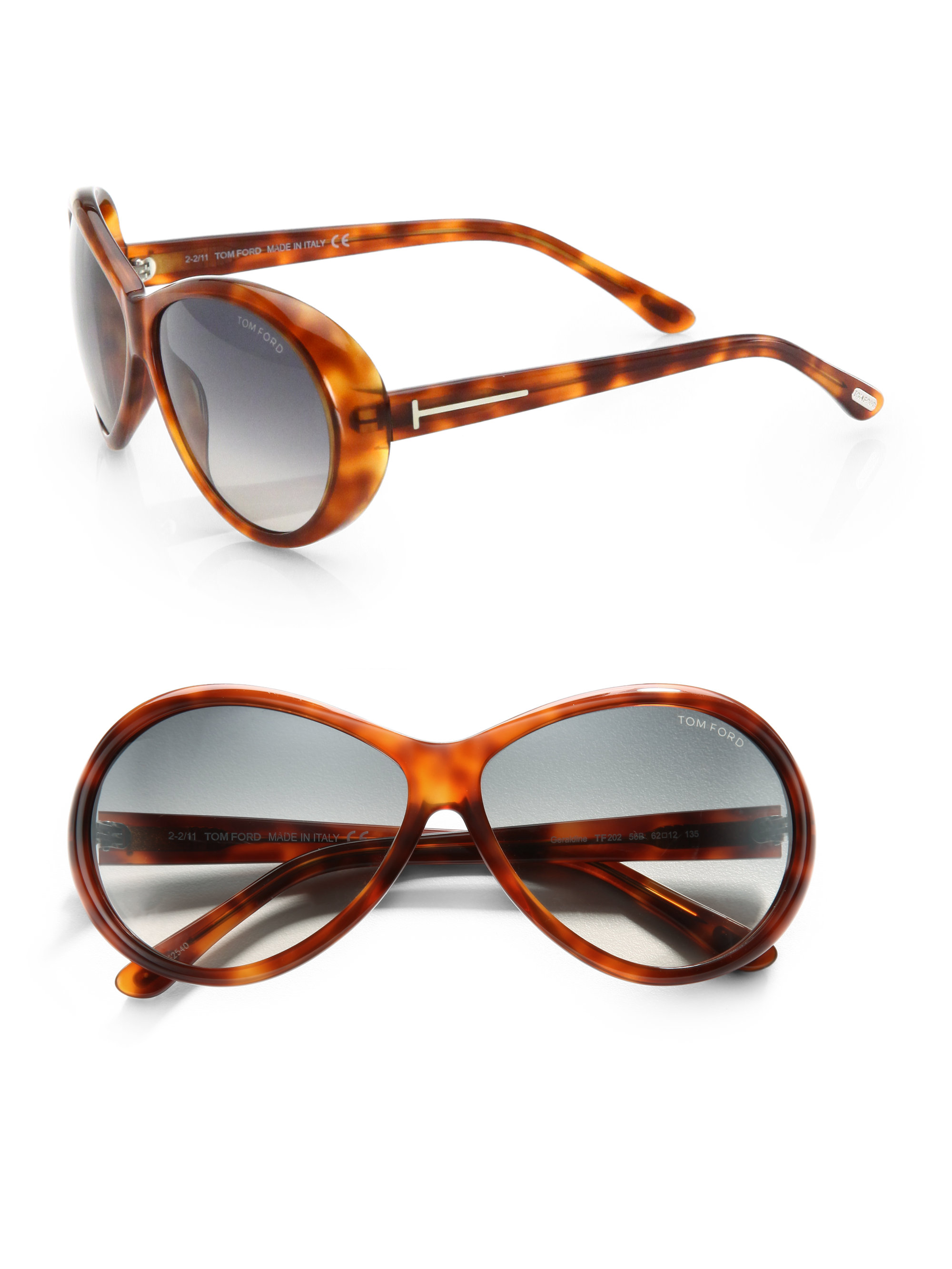 Tom Ford Geraldine Oval Sunglasses in Brown (black) | Lyst
