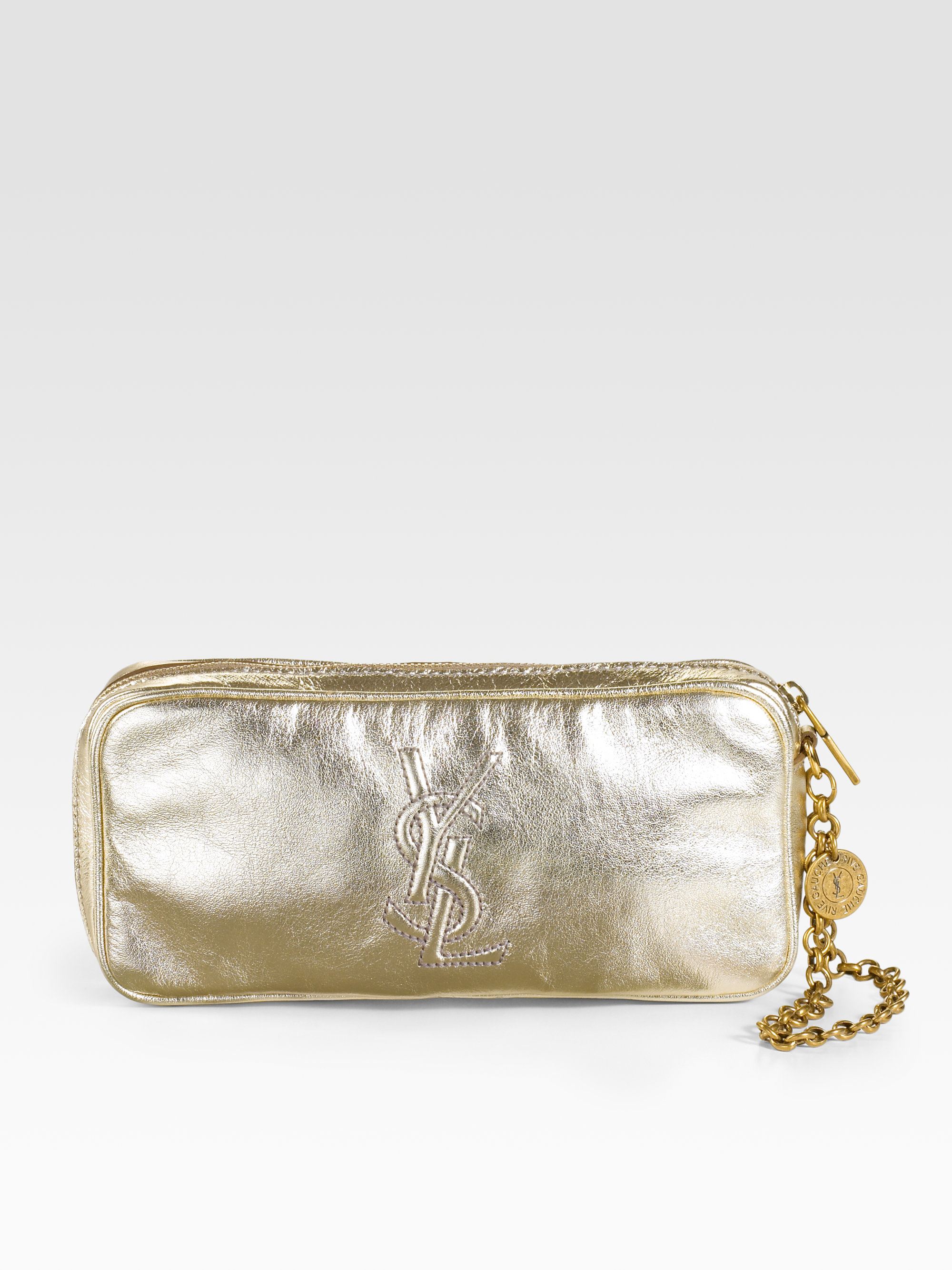 ysl wallet online - Saint laurent Belle Du Jour Eastwest Metallic Wristlet in Gold | Lyst