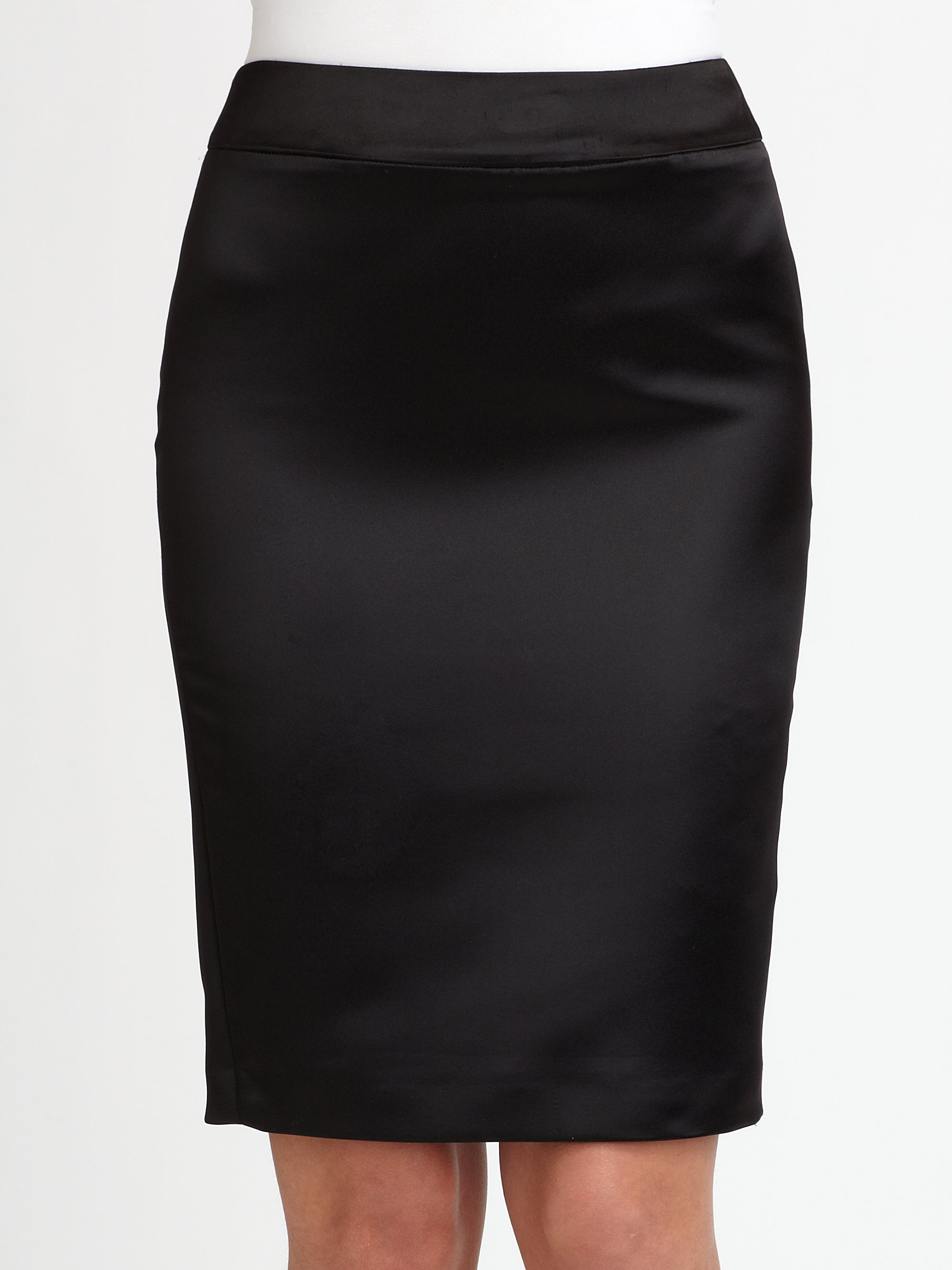 Lyst - Armani Duchess Satin Pencil Skirt in Black
