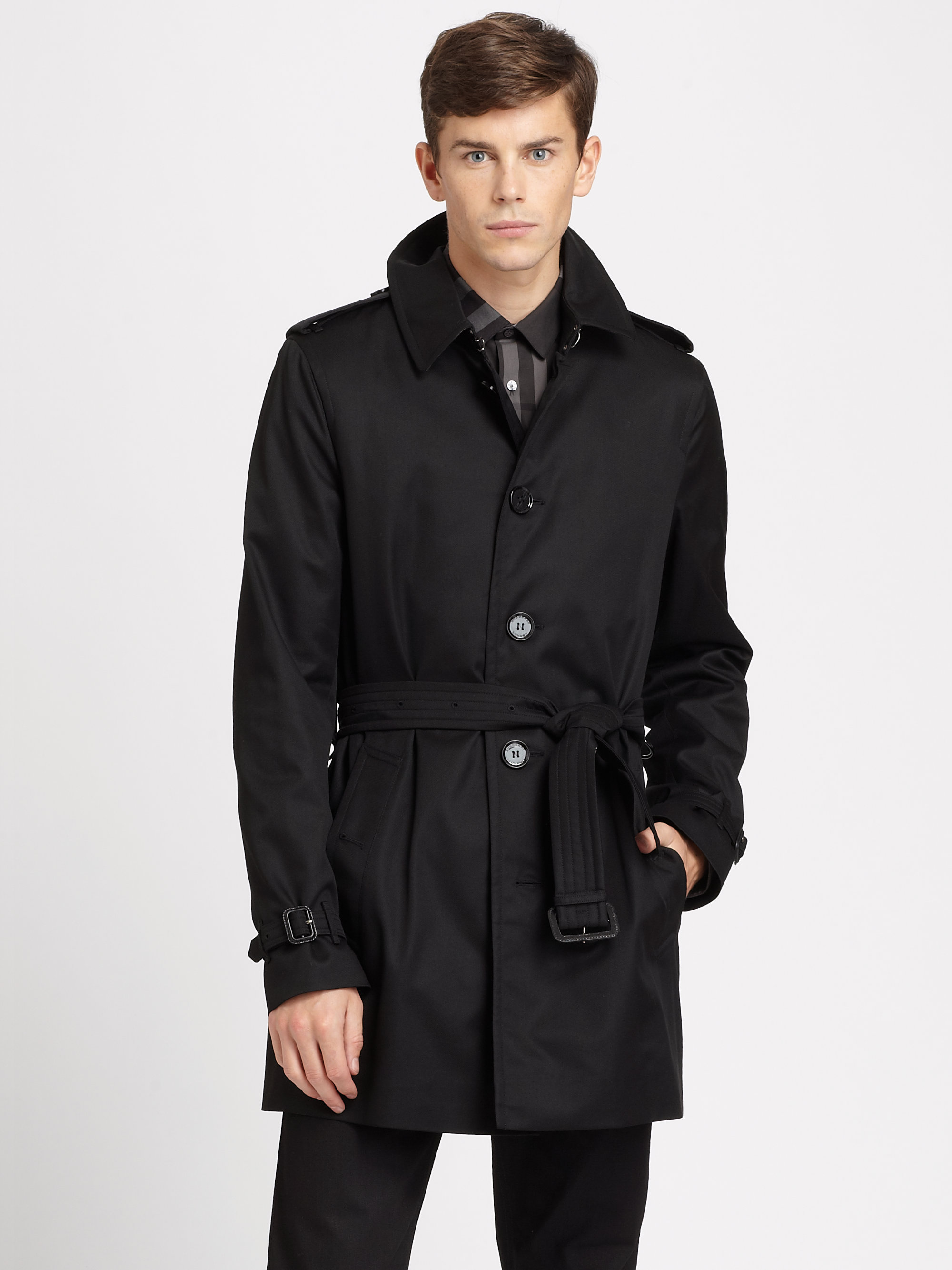 single breasted burberry trench coat