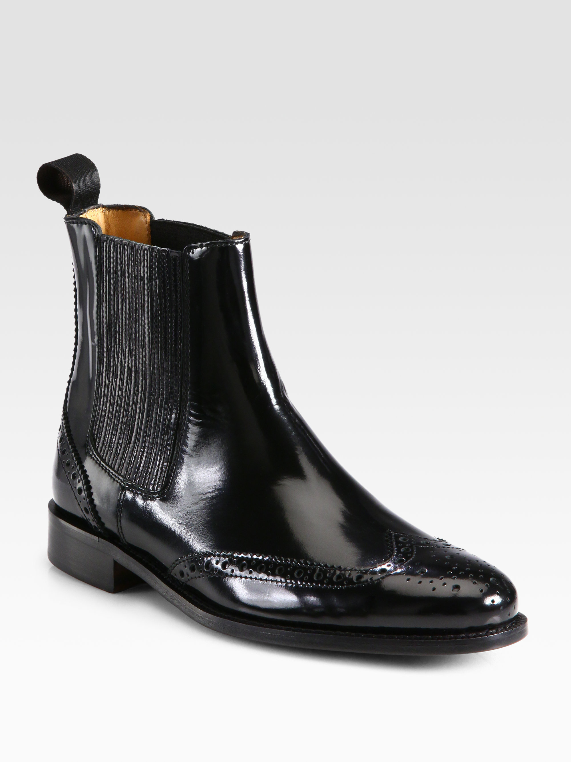 Burberry Gwendoline Patent Leather Ankle Boots in Black | Lyst