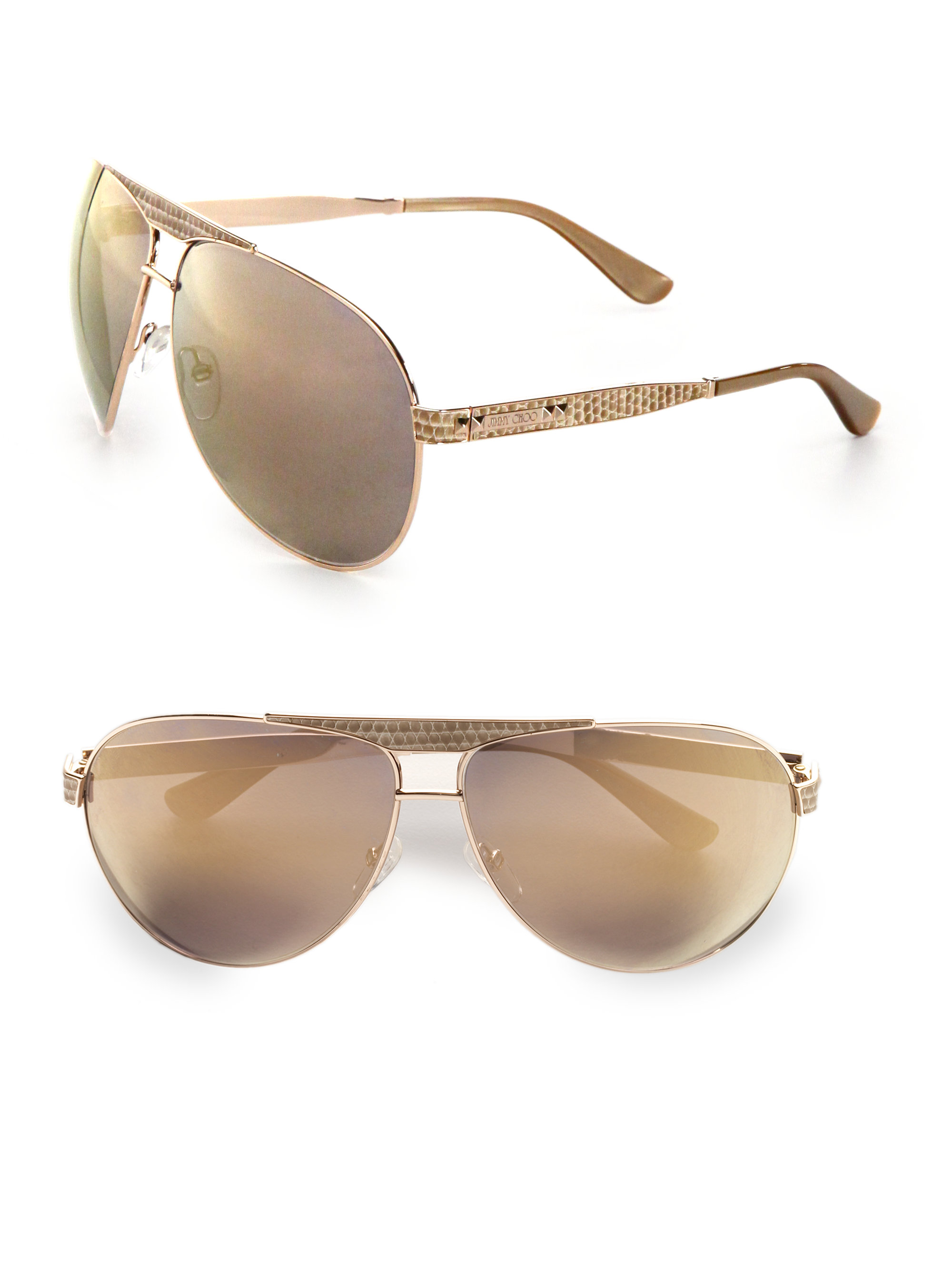 Lyst - Jimmy Choo Snakeskin Embossed Metal Aviator Sunglasses in Brown for Men