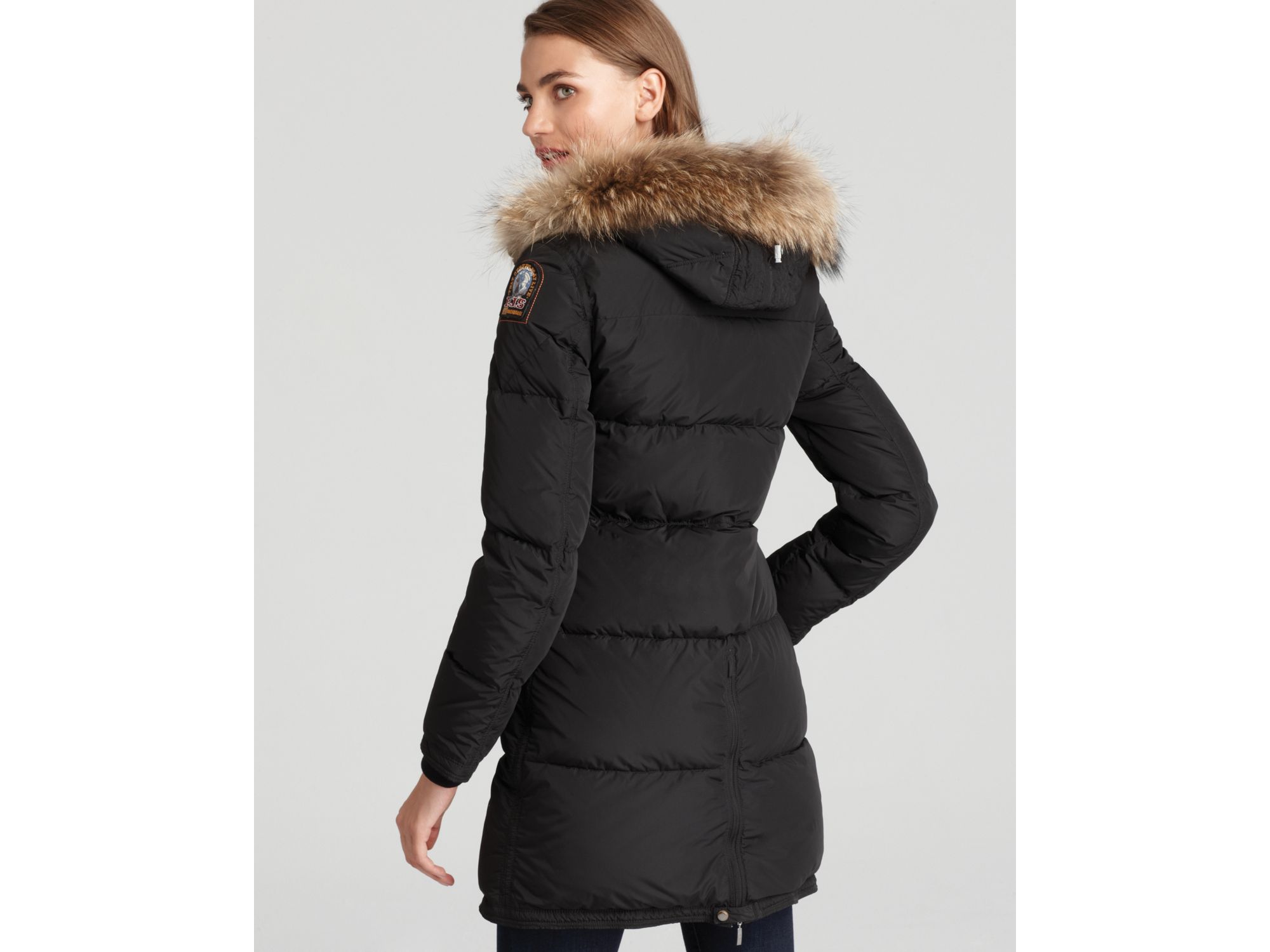 Lyst - Parajumpers Long Bear Down Coat with Fur Hood in Black