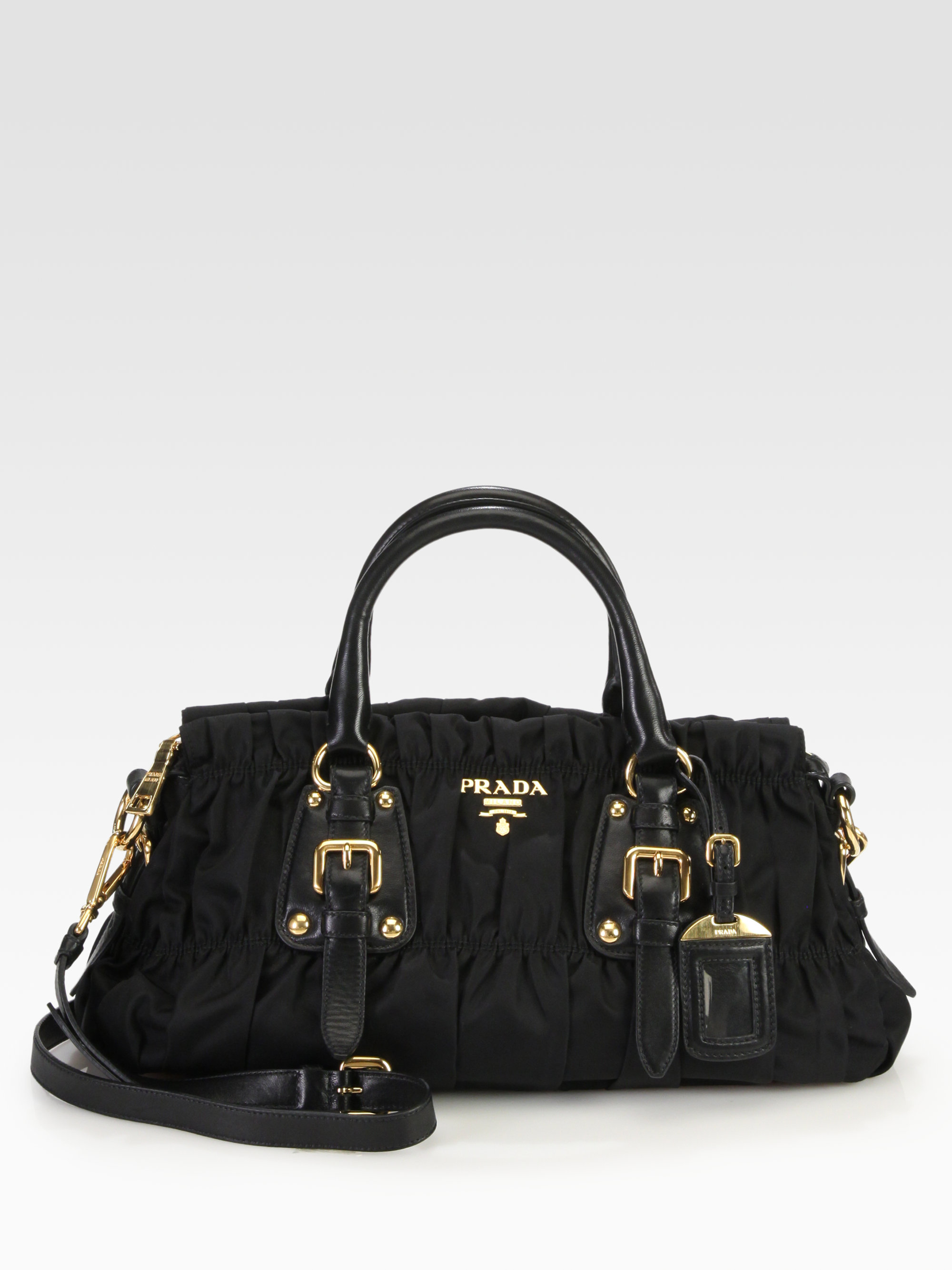 choice purses - Prada Tessuto Gaufre Ruched Nylon Hobo in Black | Lyst