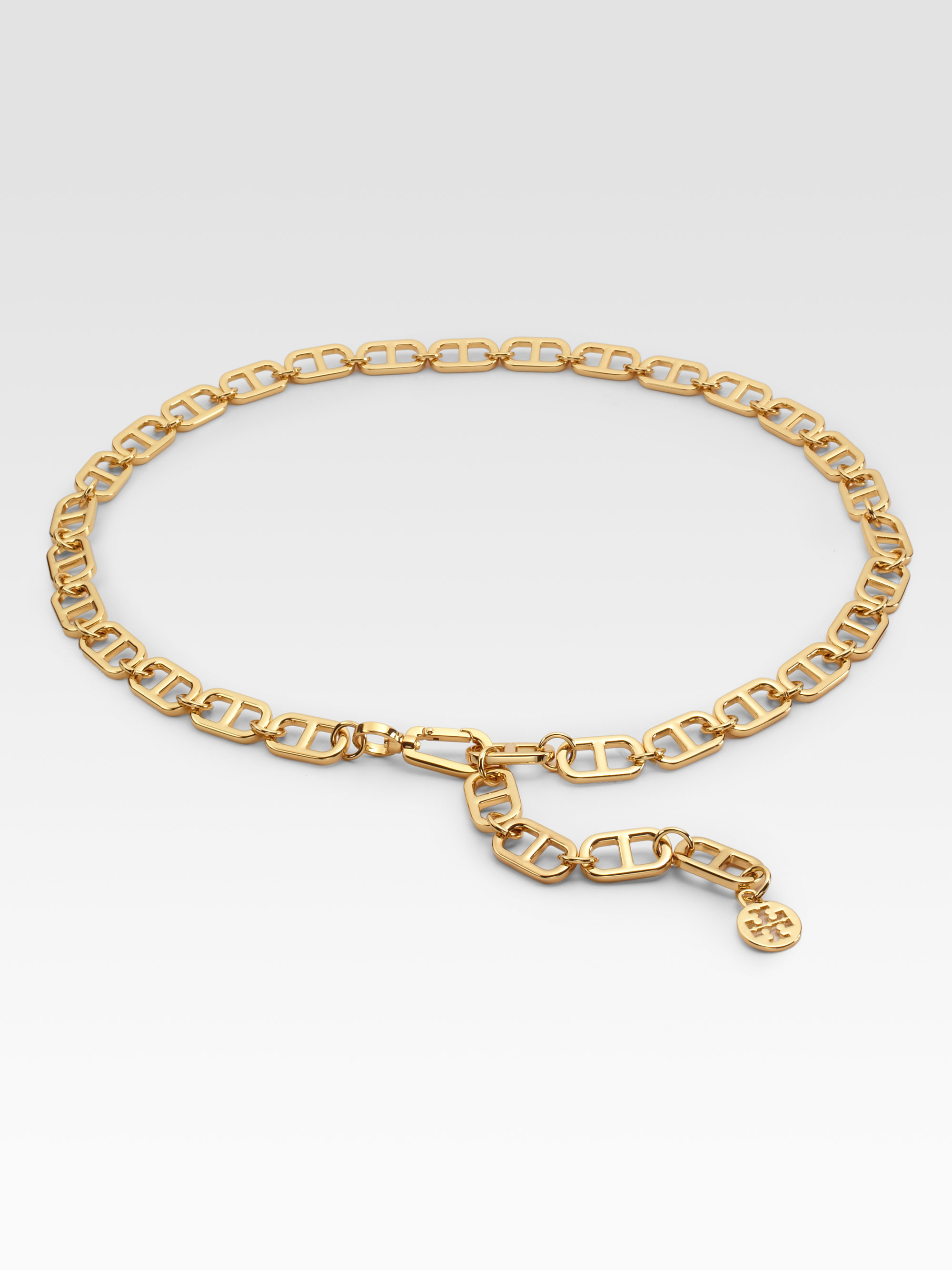 Lyst Tory Burch Interlocking Chain Belt in Metallic