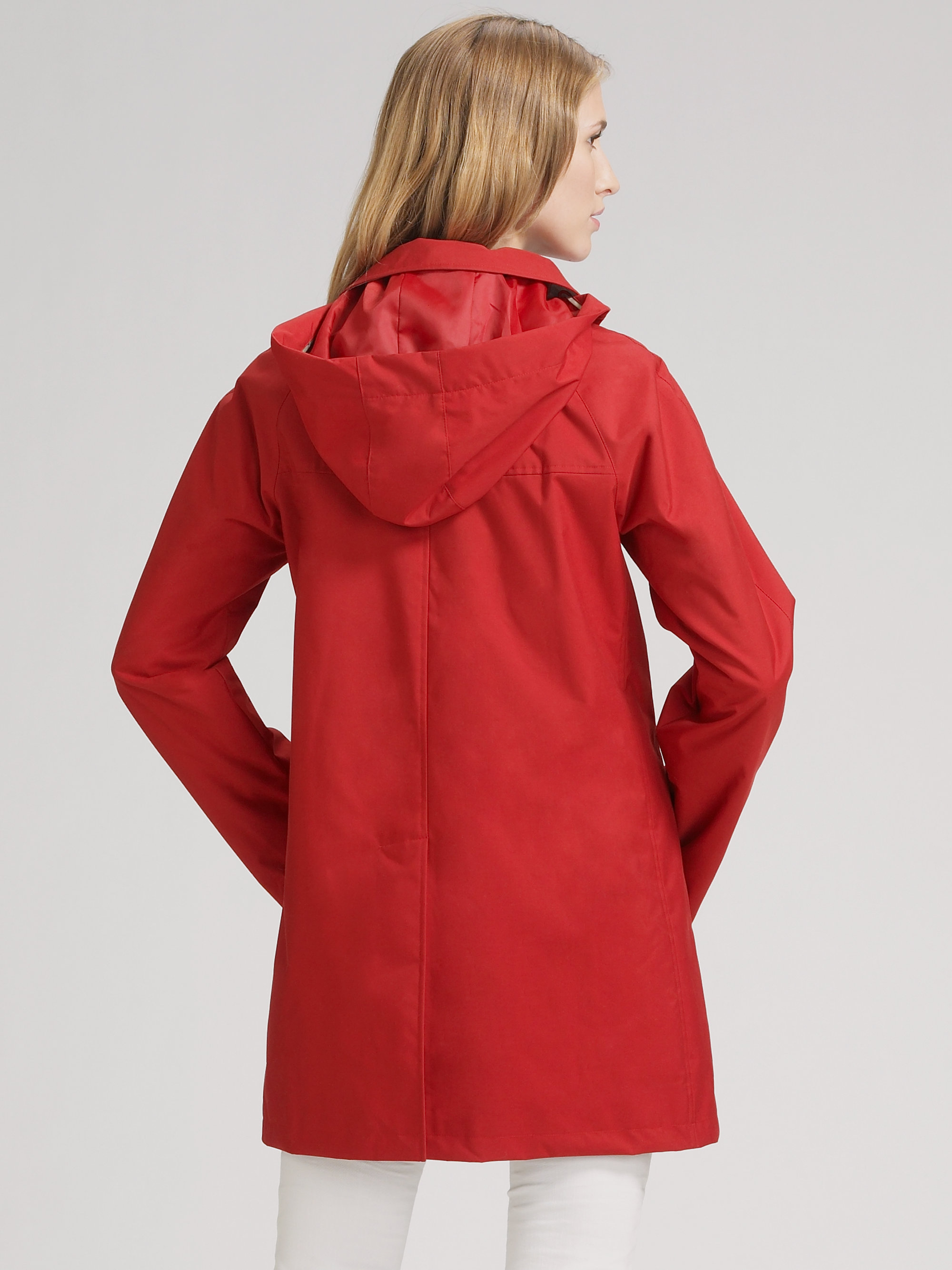 Lyst - Burberry Brit Hooded Canvas Raincoat in Red