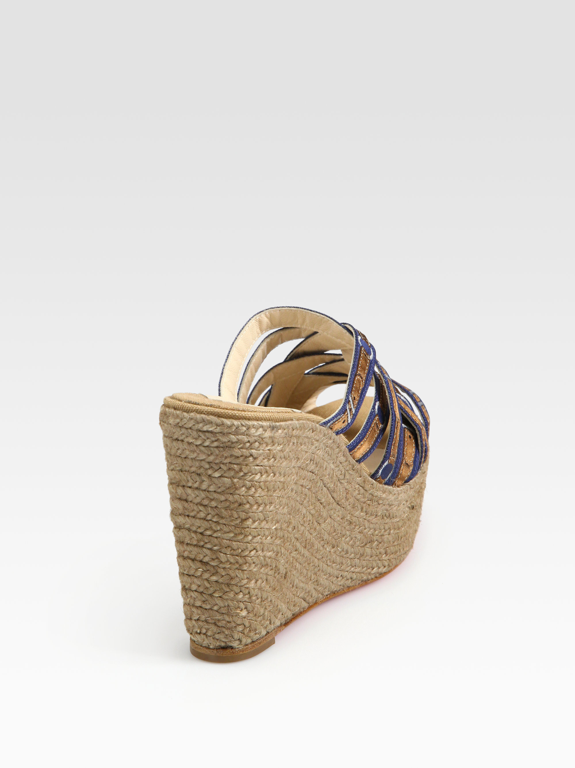 christian louboutin espadrille wedges Champagne grosgrain straps ...  