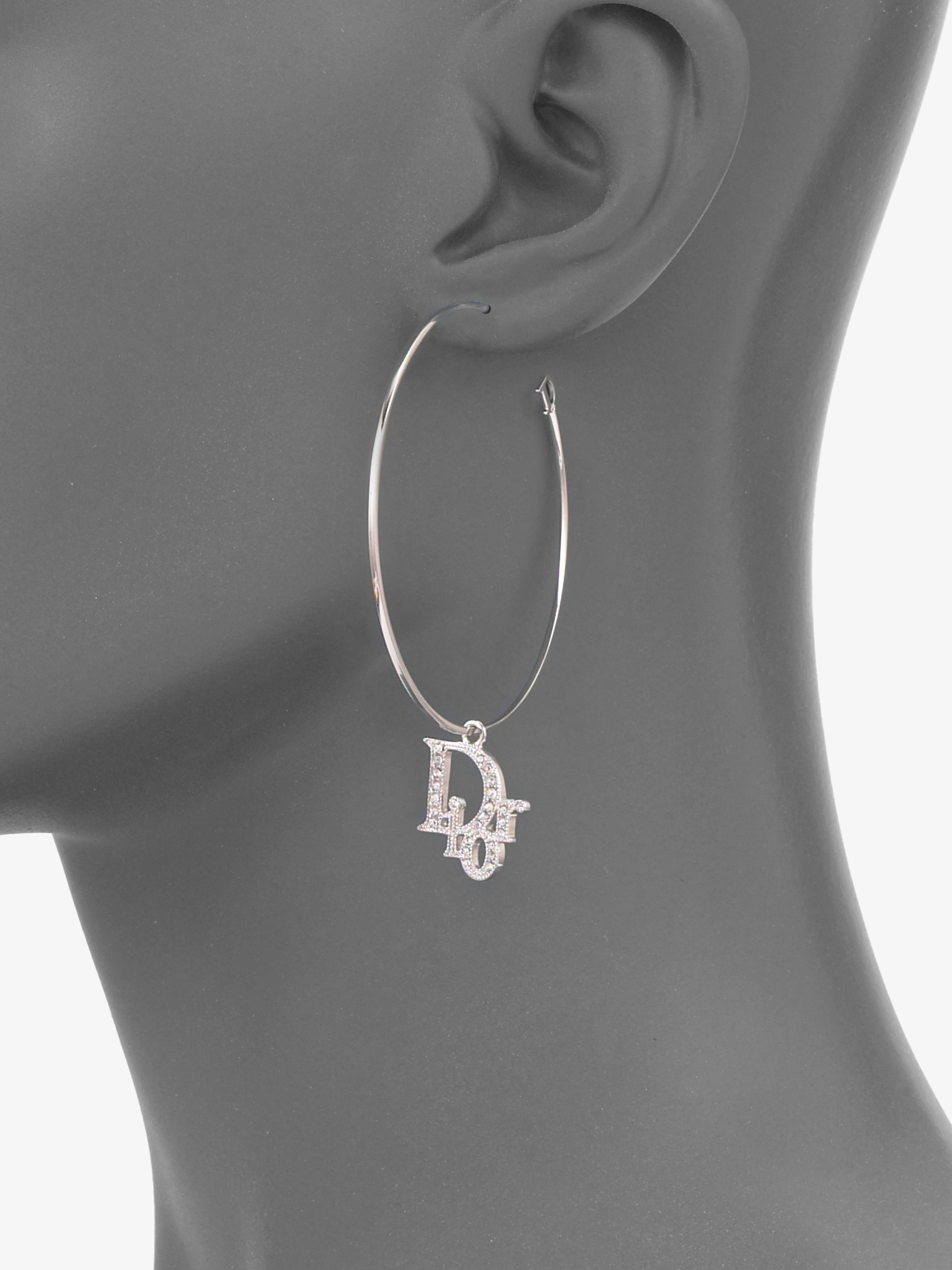 Dior Logo Hoop Earrings in Silver (Metallic) - Lyst