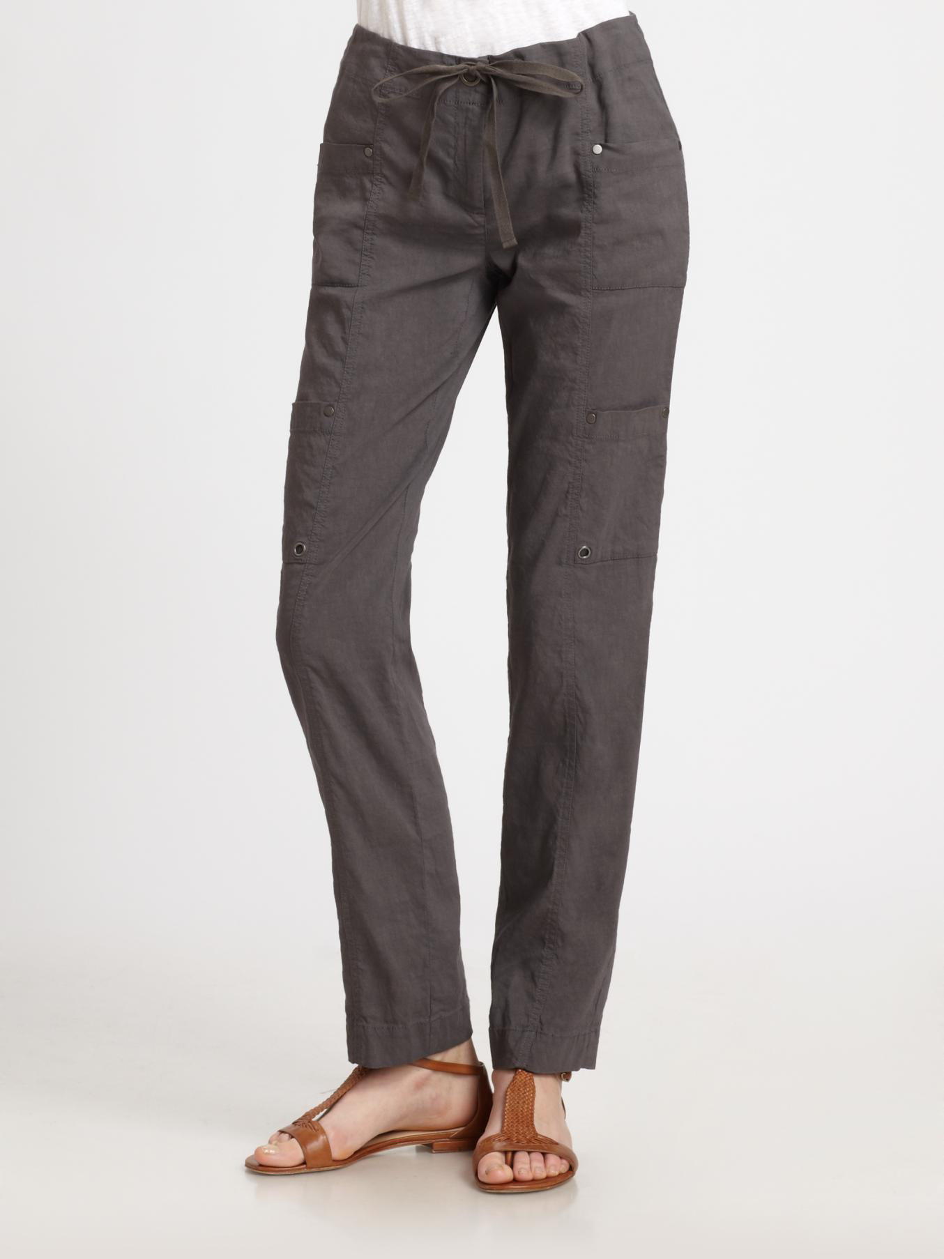 Eileen fisher Drawstring Cargo Pants in Gray | Lyst