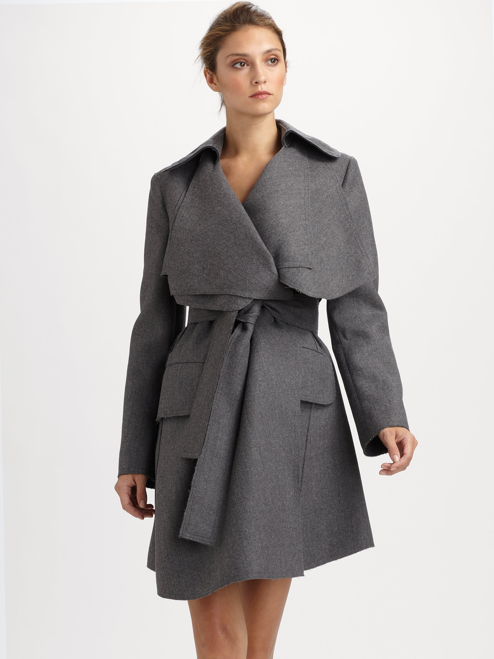 Fendi Wool Coat in Gray | Lyst