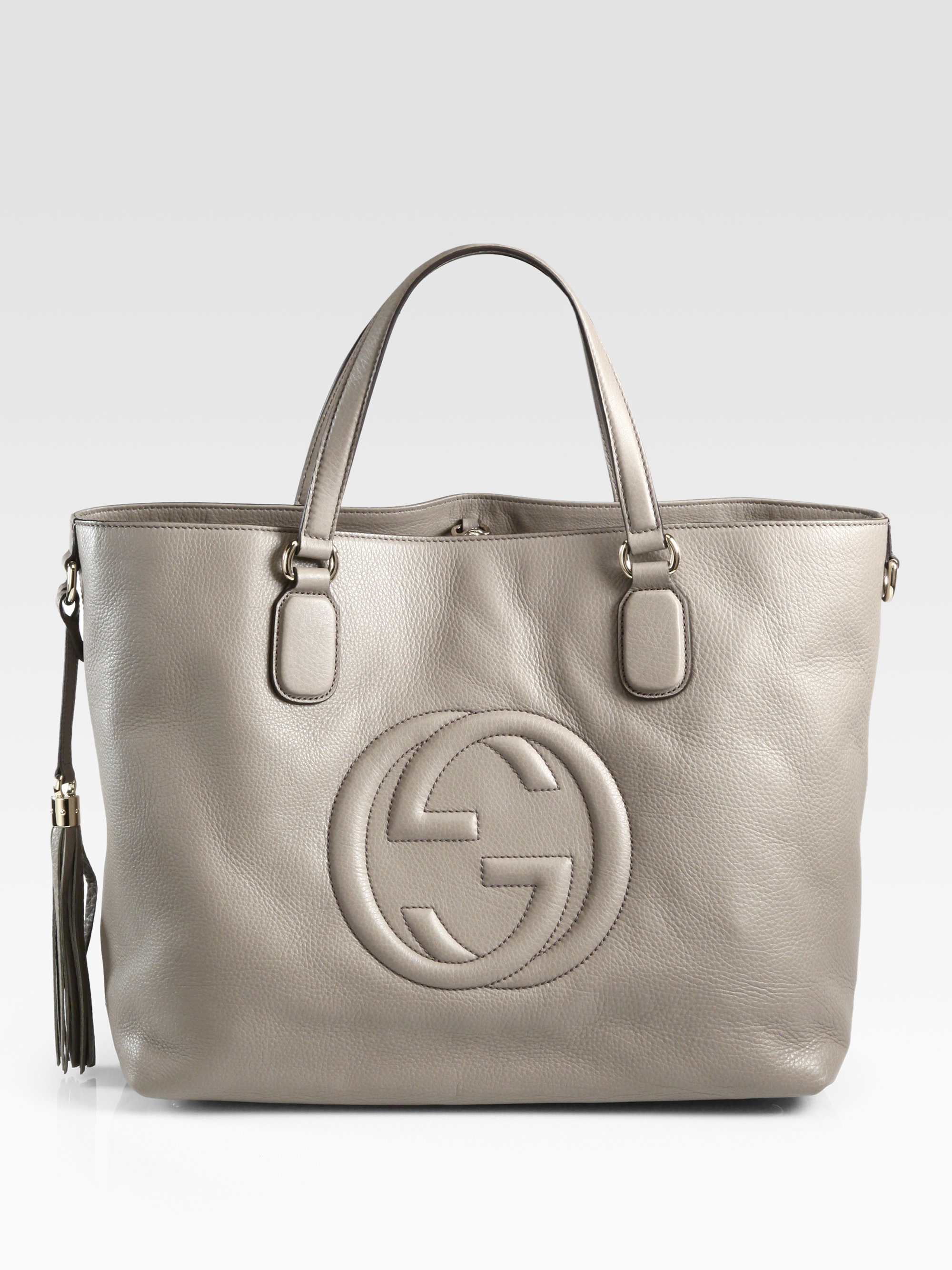 Lyst - Gucci Soho Medium Tote Bag in Gray