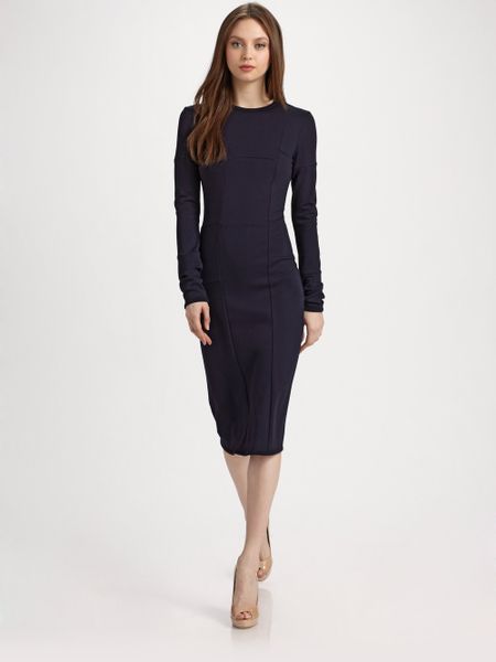 Jil Sander Long Sleeve Dress in Blue (navy) | Lyst