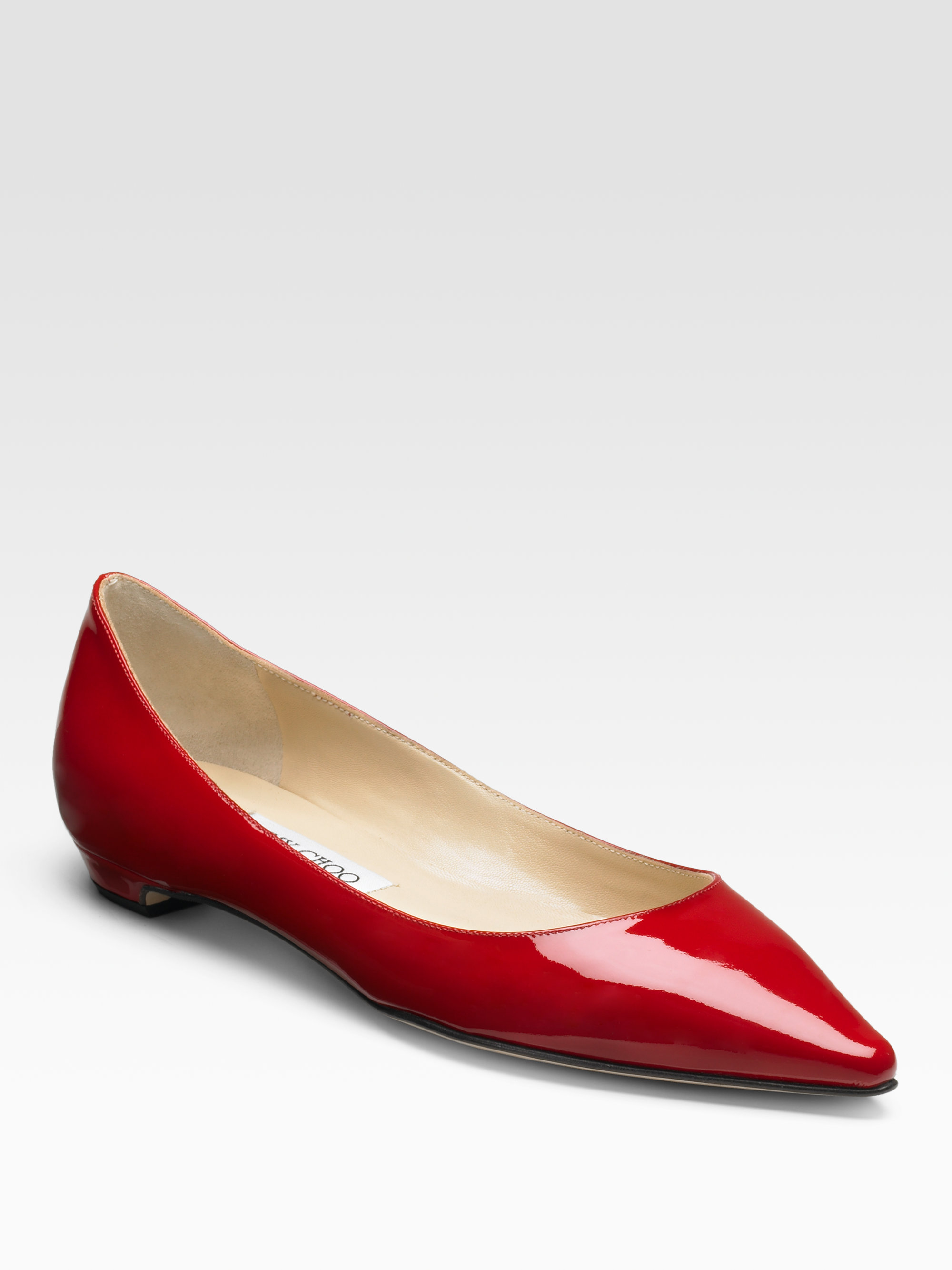 Lyst - Jimmy Choo Sandy Patent Leather Pointtoe Flats in Red