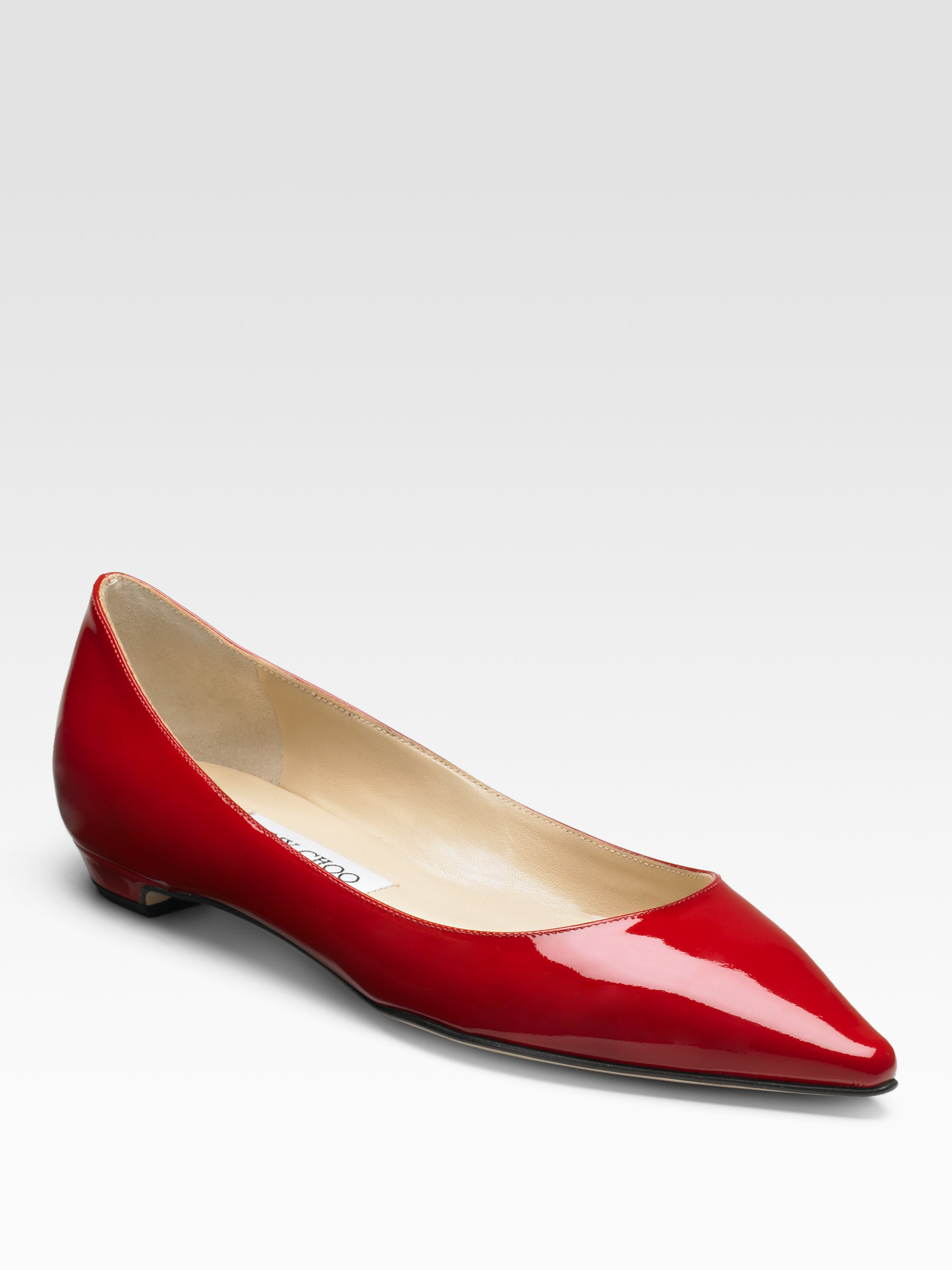 Lyst Jimmy Choo Sandy Patent Leather Pointtoe Flats in Red