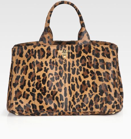 Prada Leopardprint Haircalf Tote Bag in Animal (dark leopard) | Lyst
