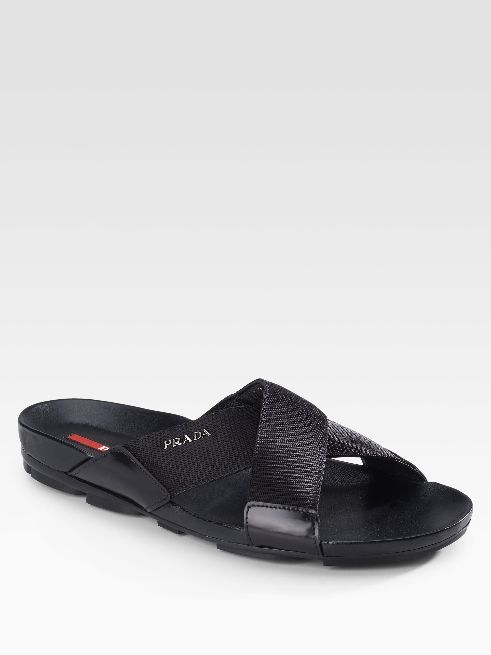 Prada Leather Sandals in Black for Men | Lyst