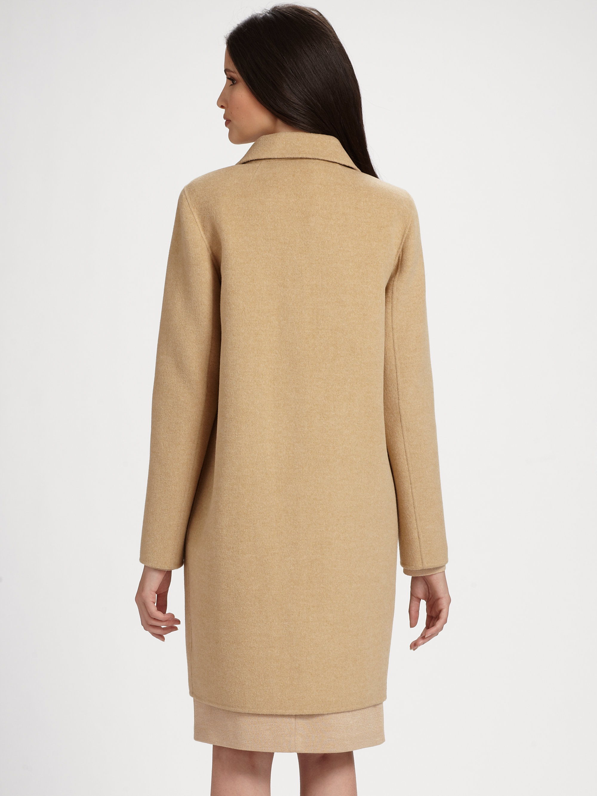 Lyst - St. John Cashmere Blend Cocoon Coat in Natural