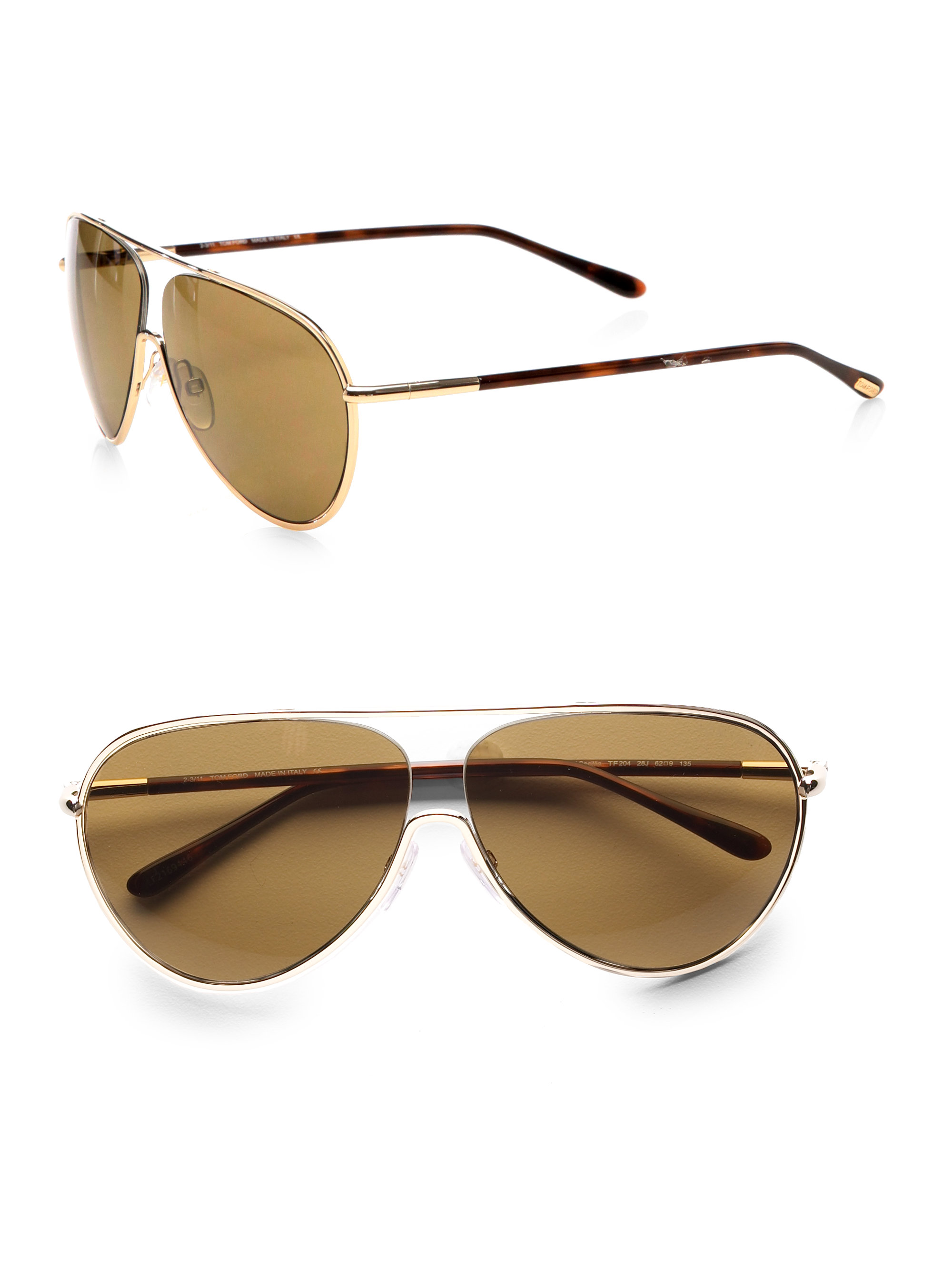 Tom Ford Cecillo Aviator Sunglasses in Gold (rose gold) | Lyst