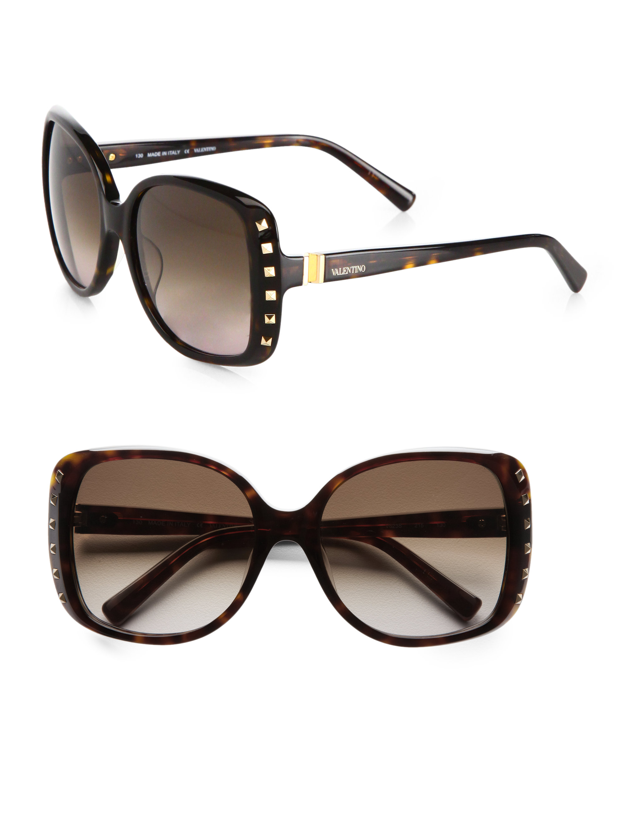 Lyst - Valentino Rock Stud Square Sunglasses in Black