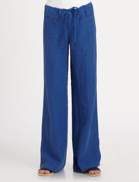 Vince Linen Beach Pants in Blue | Lyst