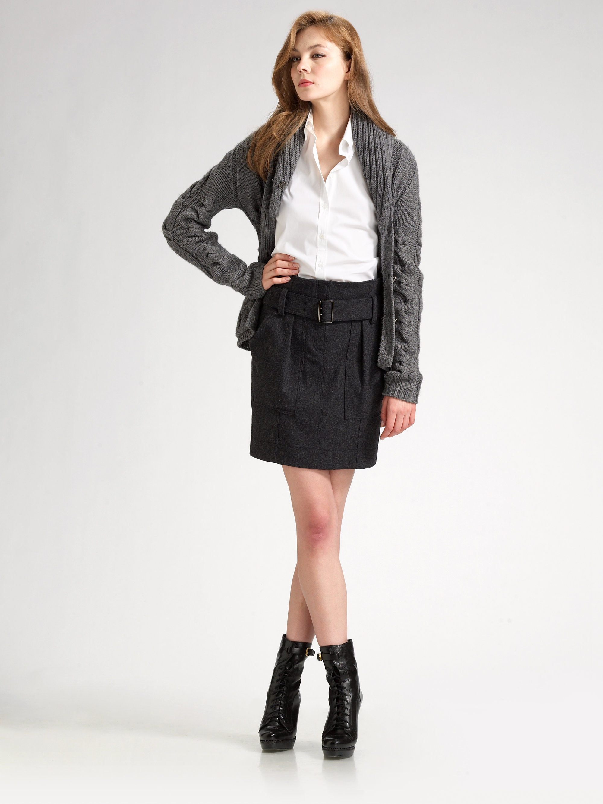 Lyst - Burberry brit Wool Flannel Skirt in Black