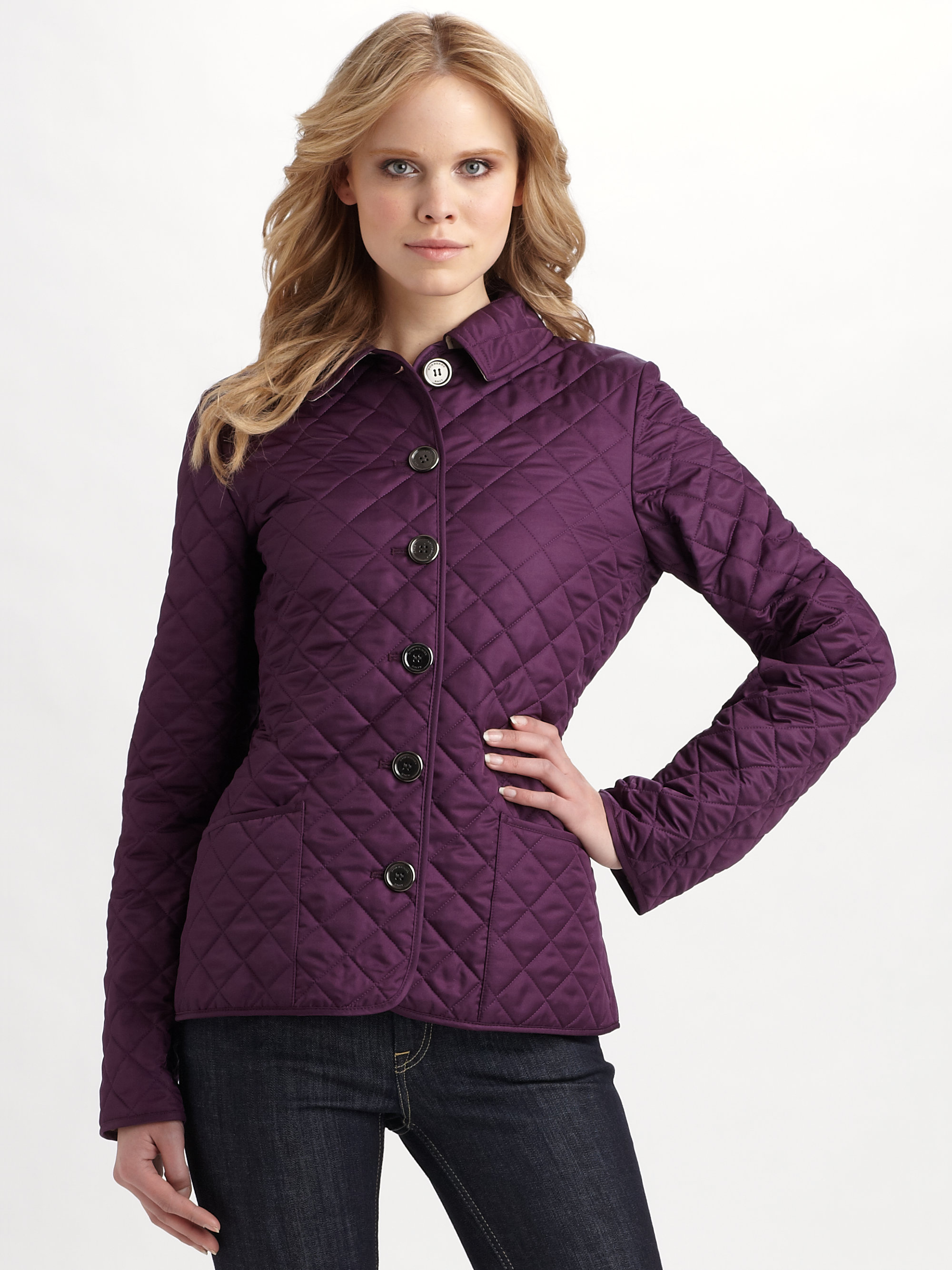 Burberry brit Westbury Quilted Jacket in Purple | Lyst