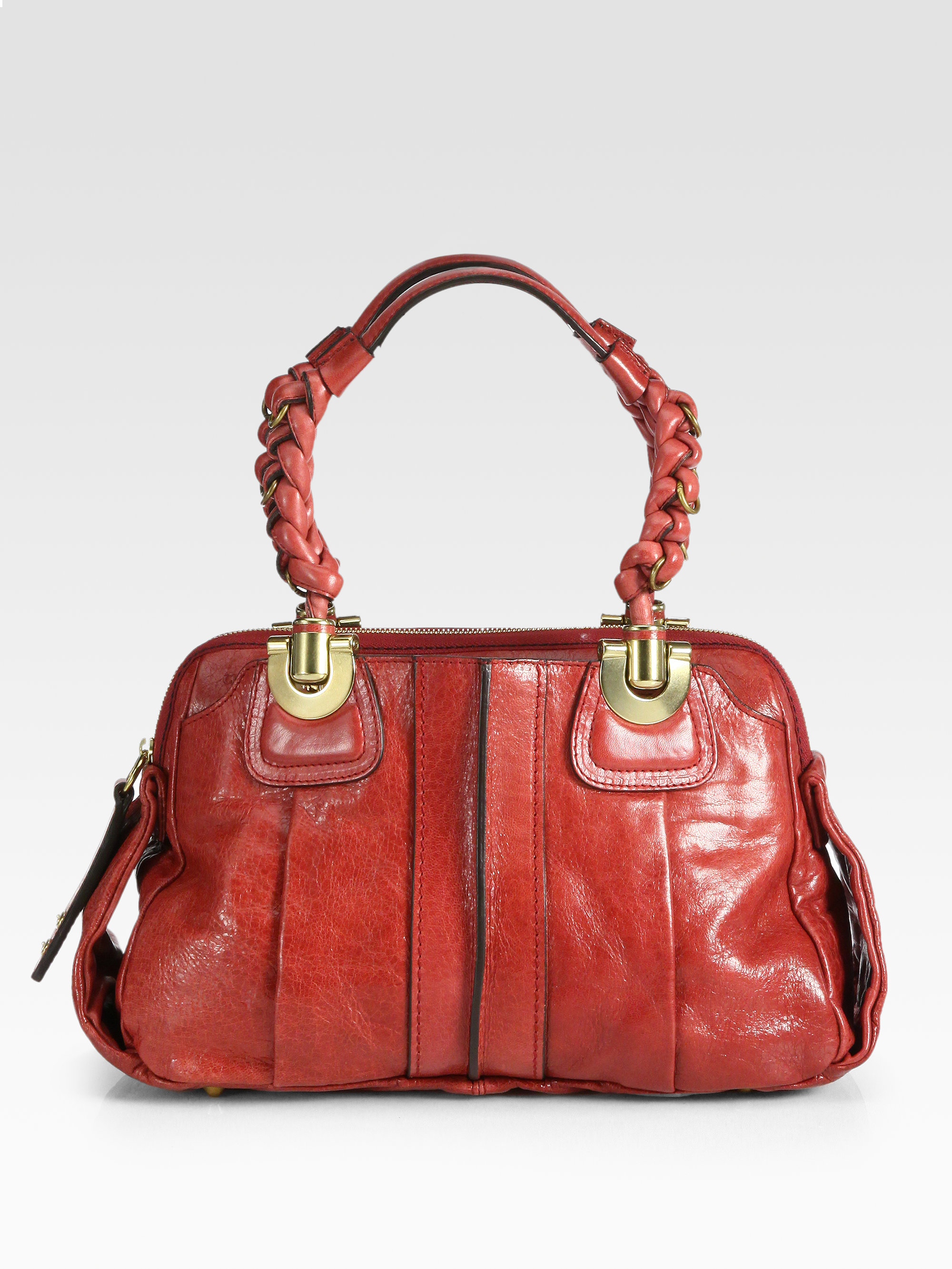 Chlo Heloise Leather Top Handle Bag in Red (raspberry) | Lyst  