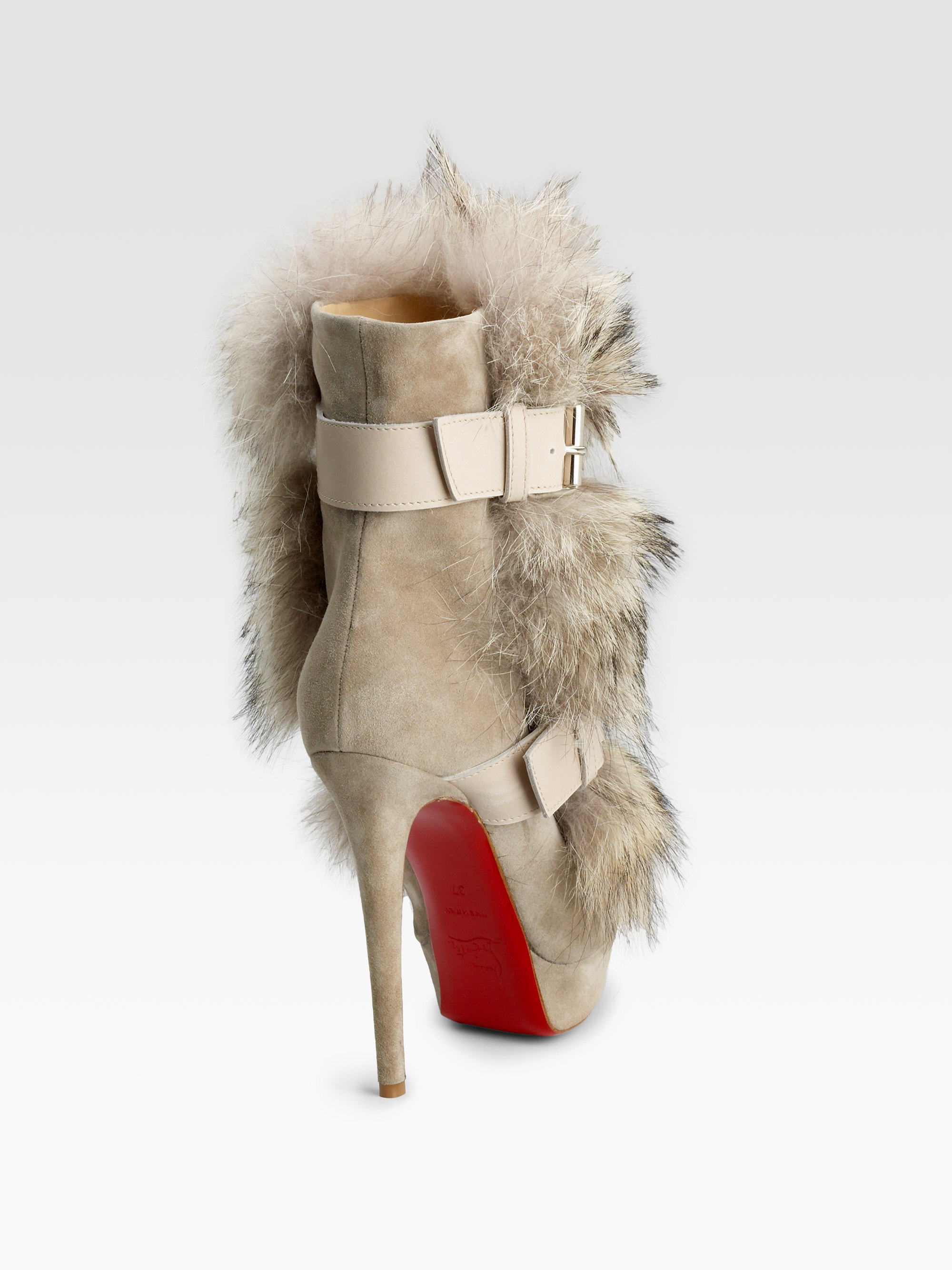 replica christian louboutin mens - Christian louboutin Toundra Coyote-fur Trimmed Suede Ankle Boots ...