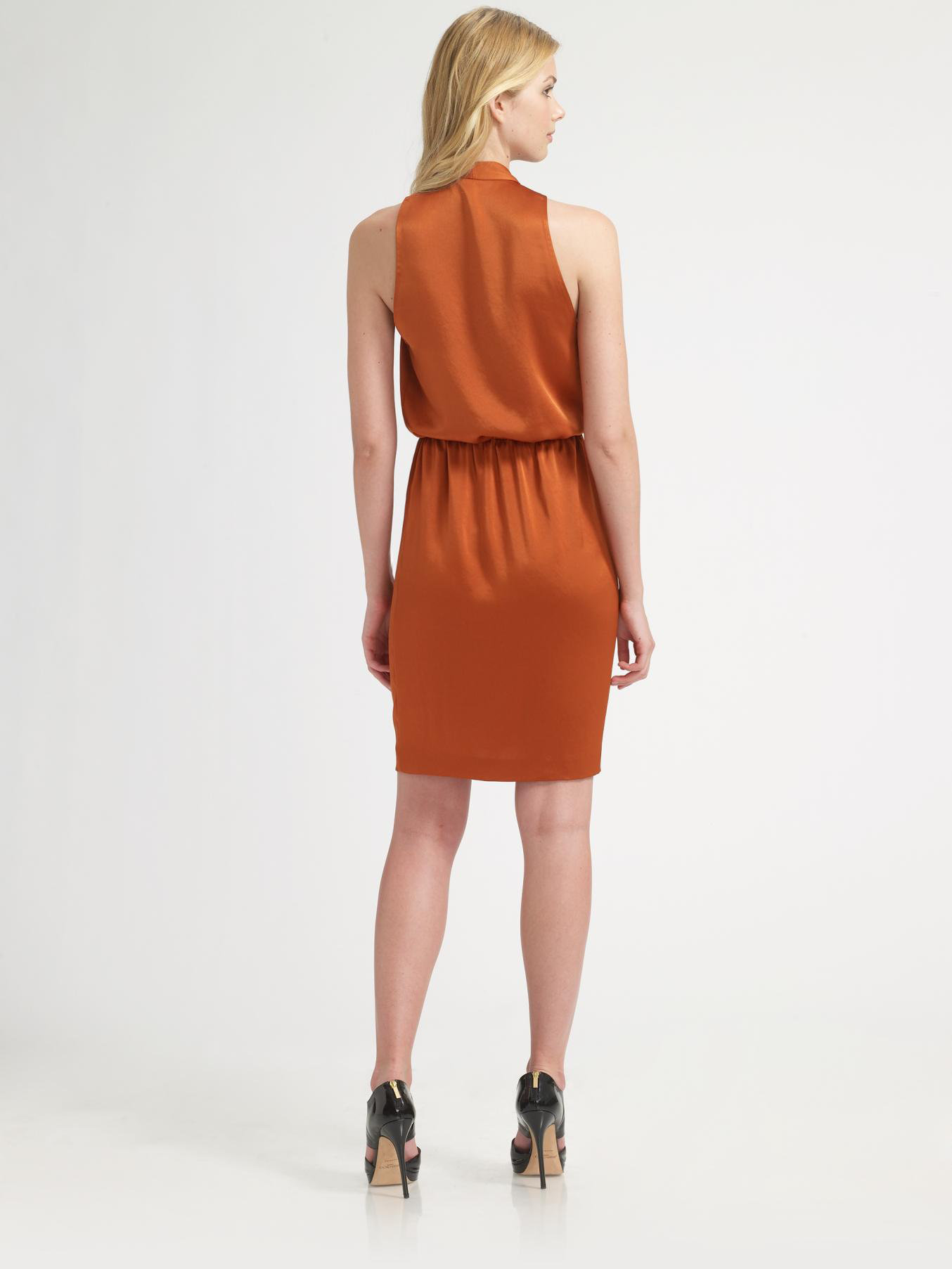 orange tahari dress