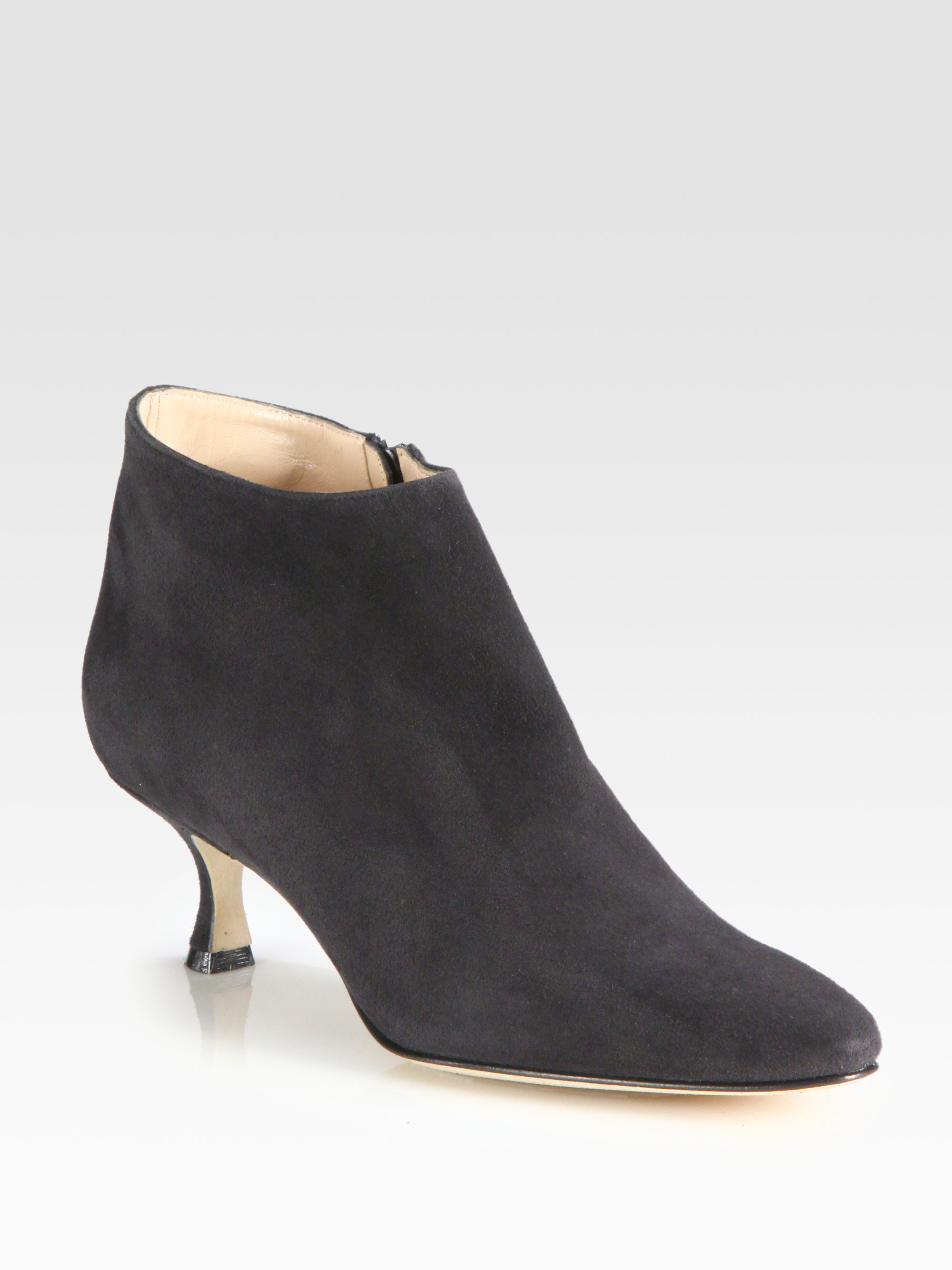 Lyst Manolo Blahnik Suede Ankle Boots in Gray