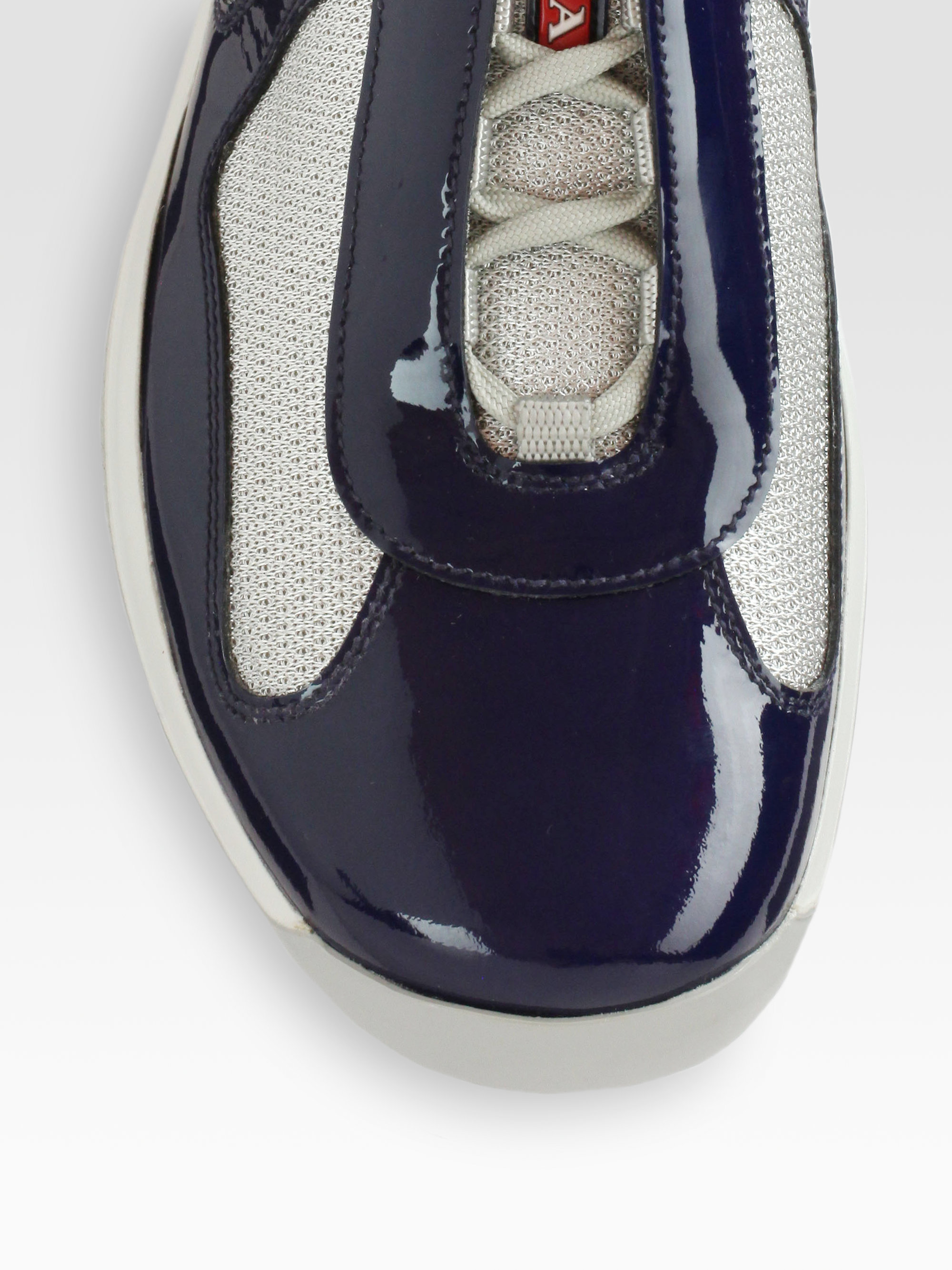 new america's cup patent leather and technical fabric sneakers