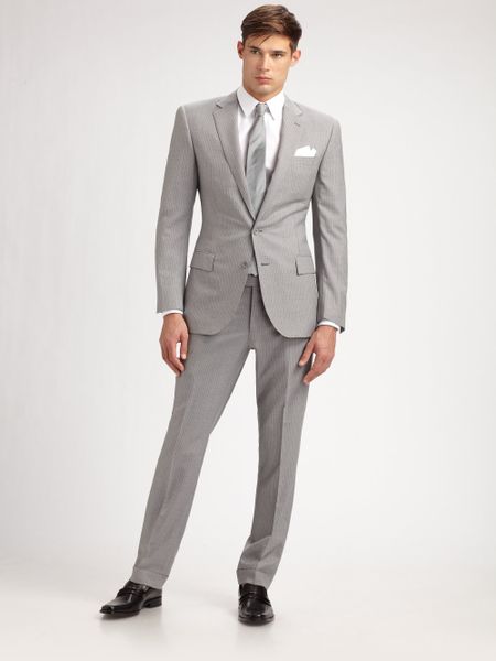Ralph Lauren Black Label Anthony Pinstripe Wool Suit in Gray for Men ...