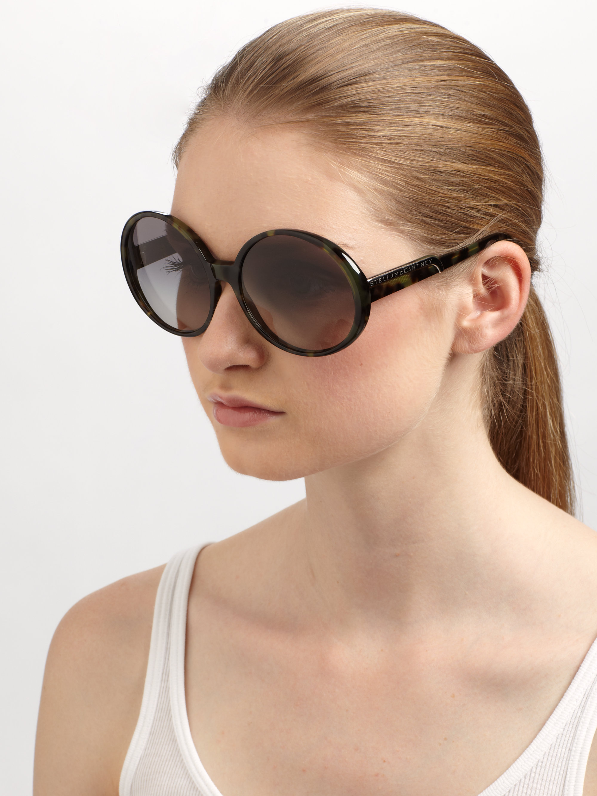 Lyst - Stella Mccartney Oversized Round Plastic Sunglasses in Black