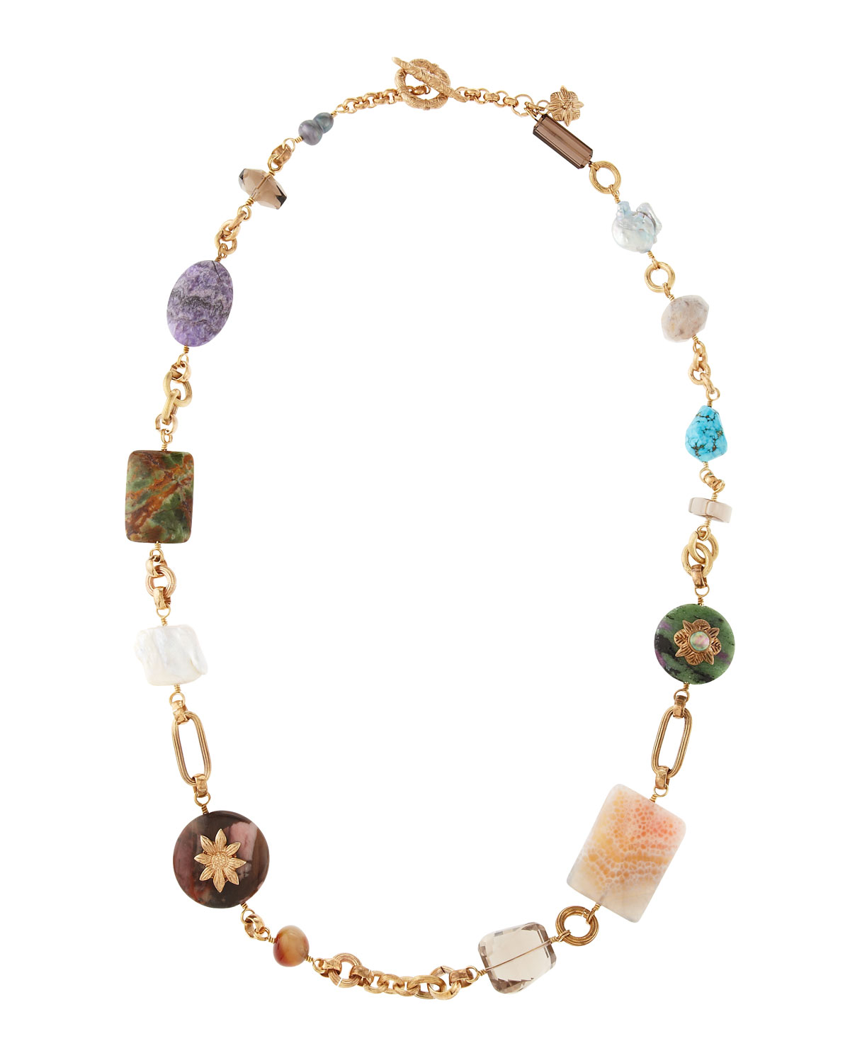 Stephen Dweck Multistone Bronze Necklace in Gold (null) | Lyst