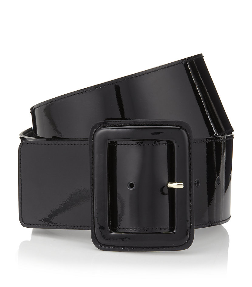 St. John Wide Patent Leather Belt in Black - Lyst