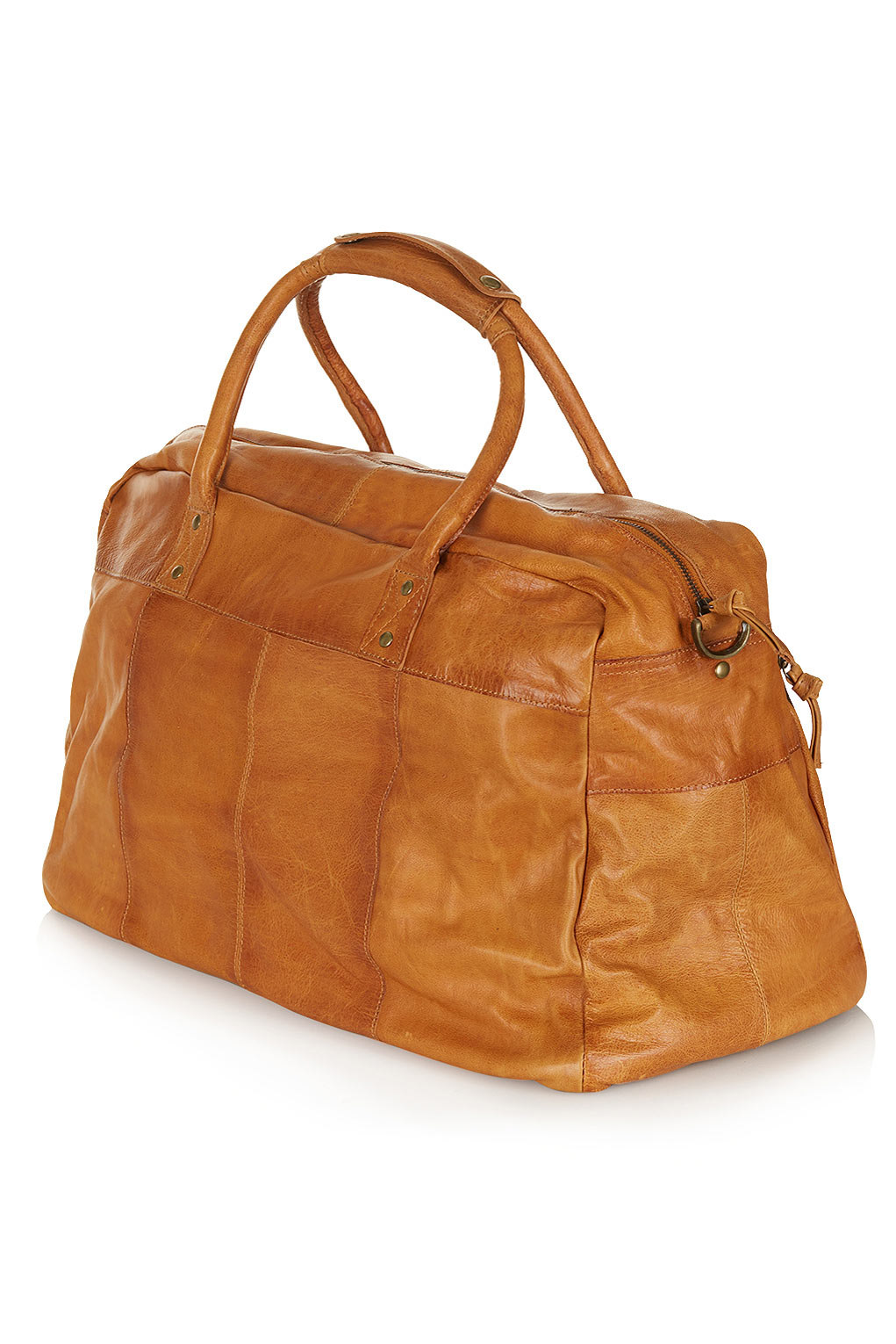 Lyst - Topshop Vintage Leather Luggage Bag in Brown