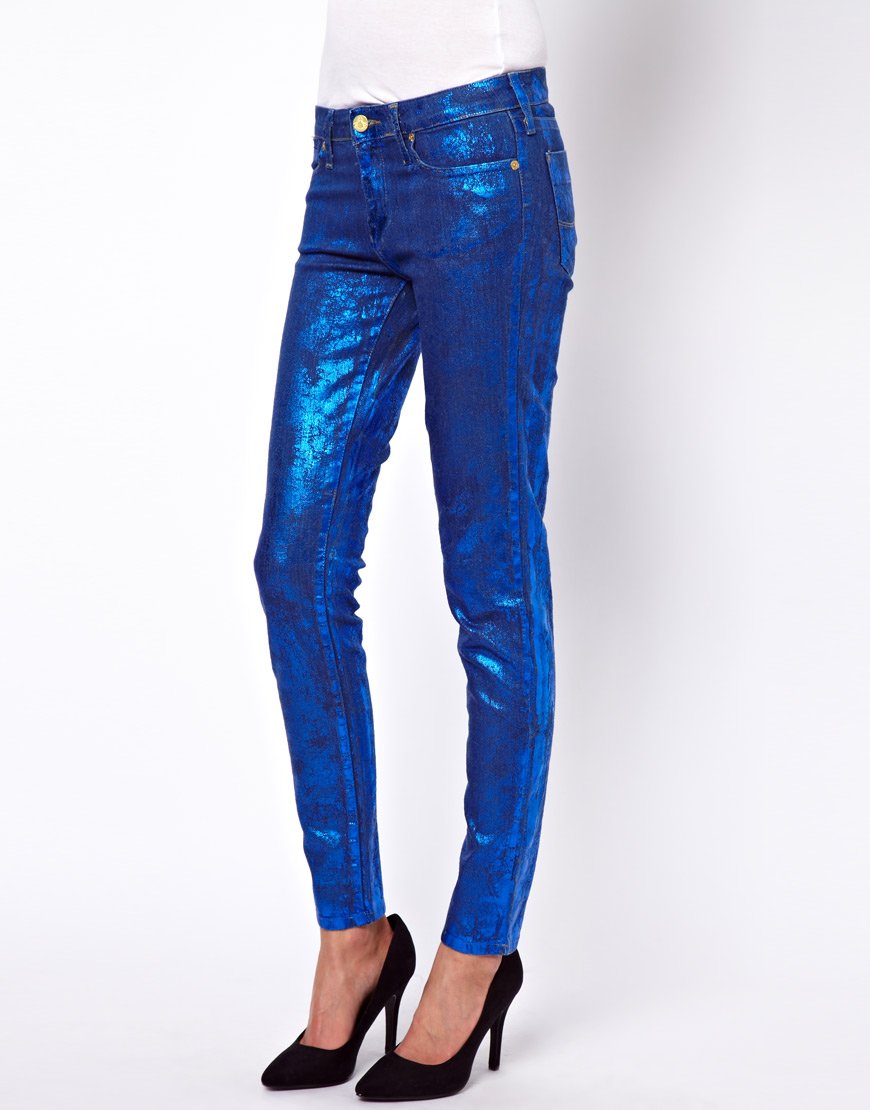 metallic skinny jeans