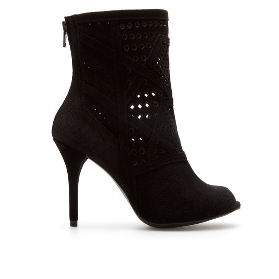 Zara Suede Peep Toe Ankle Boots in Black | Lyst