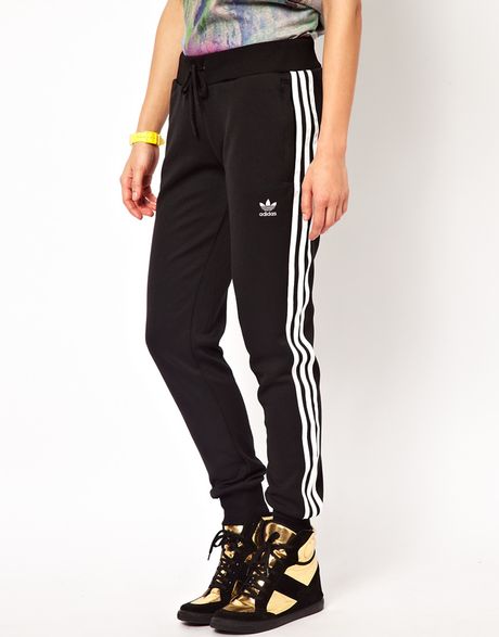 Adidas Cuffed Track Pants in Black (blackwhite) | Lyst