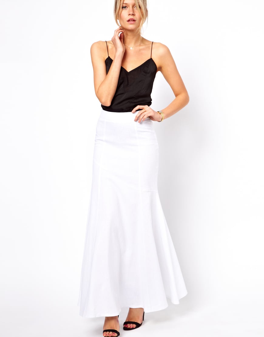 Asos collection Maxi Skirt in Linen in White | Lyst
