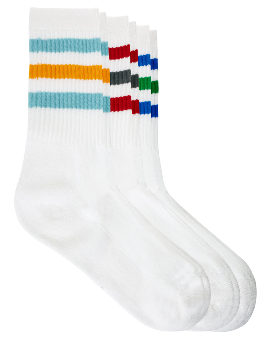 Asos 3 Pack Stripe Sports Socks in White for Men | Lyst