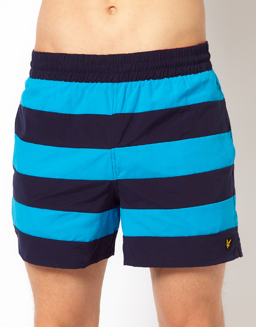 Lyst Lyle & scott Striped Swim Shorts in Blue for Men