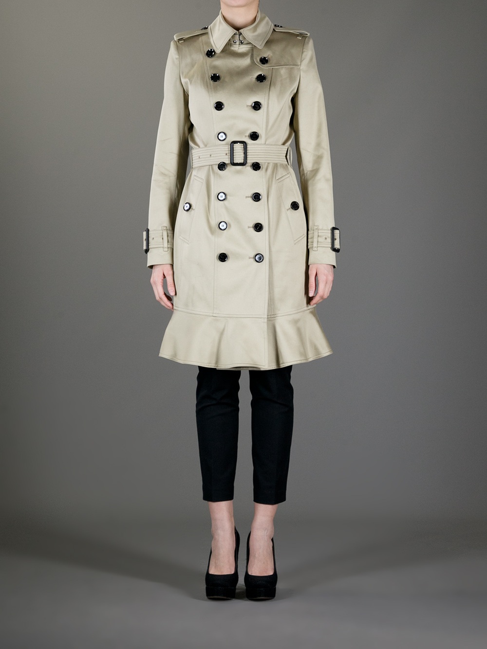 Lyst - Burberry Brit Frill Hem Trench Coat in Natural