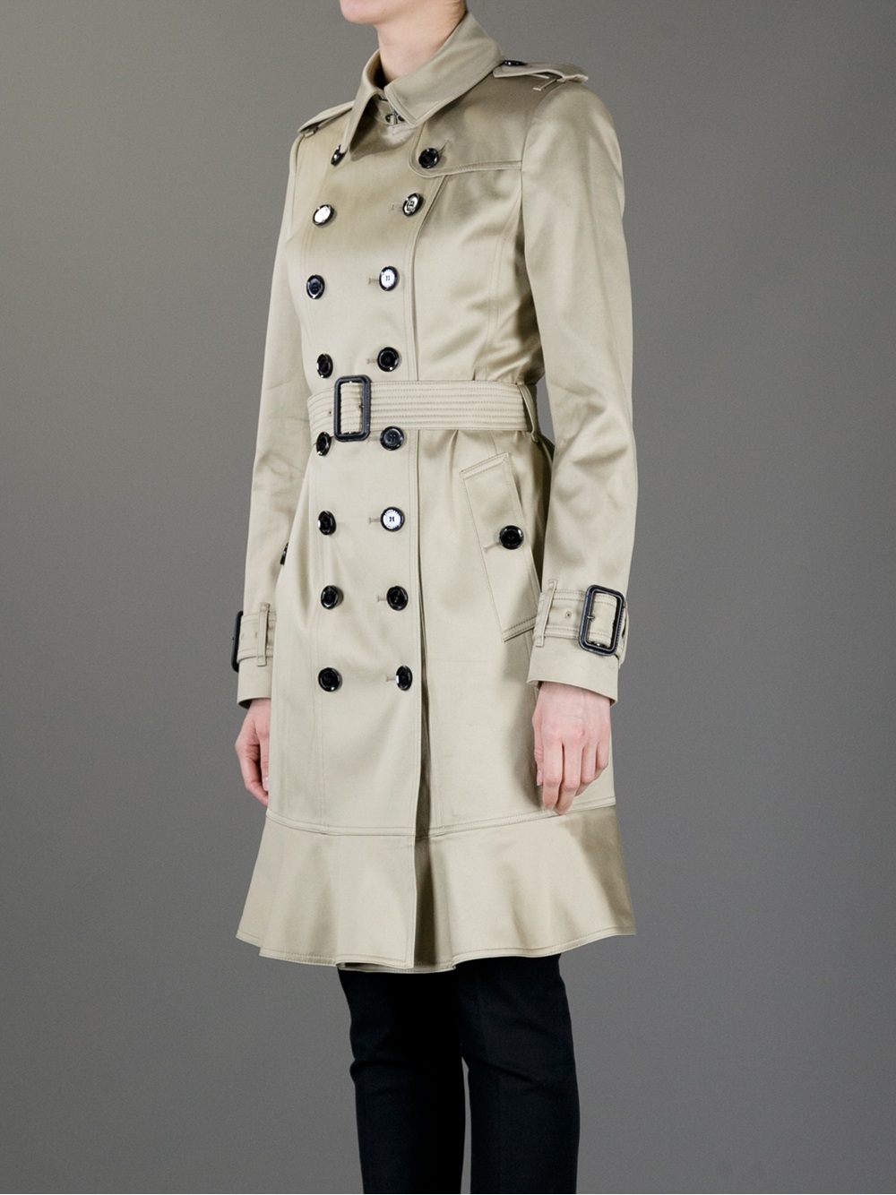 Lyst - Burberry Brit Frill Hem Trench Coat in Natural