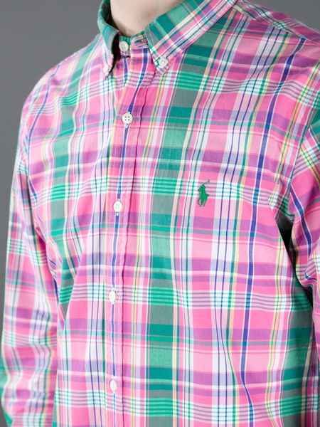 Polo Ralph Lauren Plaid Shirt in Pink for Men (green) | Lyst