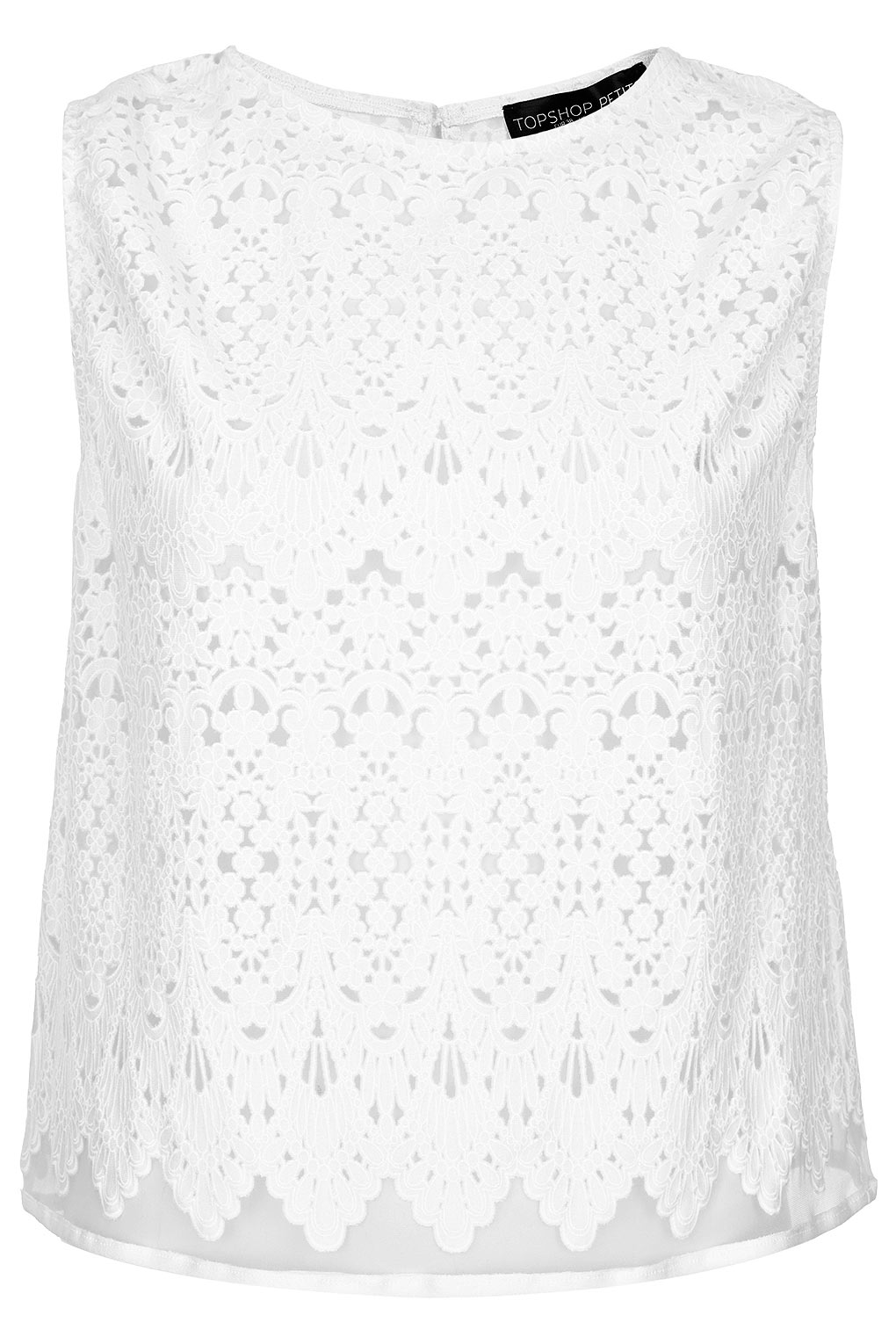 Lyst - Topshop Floral Lace Burn-Out Top in White