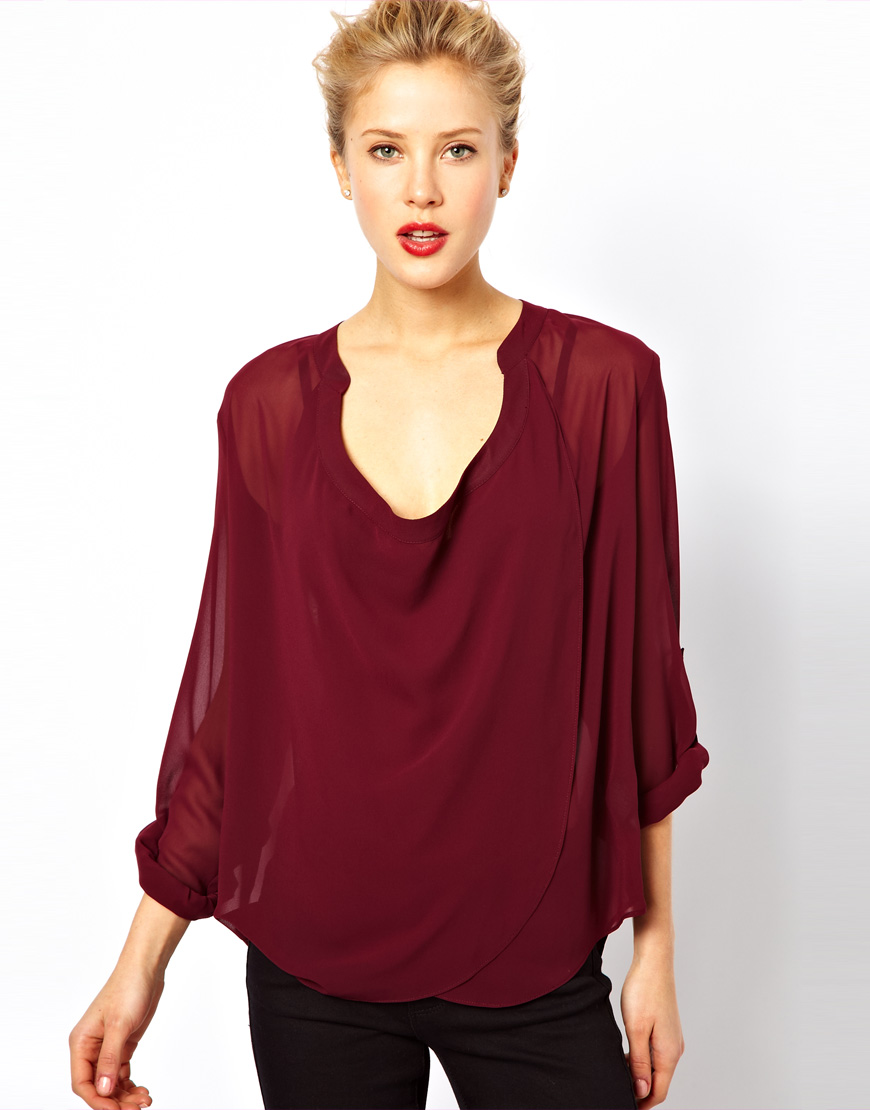 Asos Collection Asos Blouse with Detail Front and Drop Neck in Purple ...