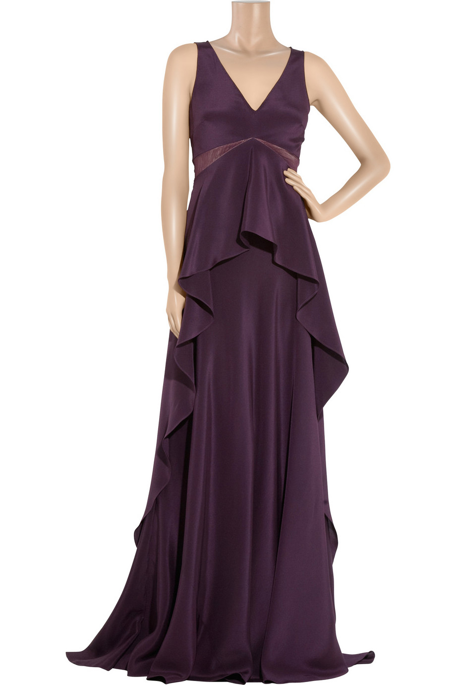 Lyst - Amanda Wakeley Ruffled Silk Cady and Chiffon Gown in Purple